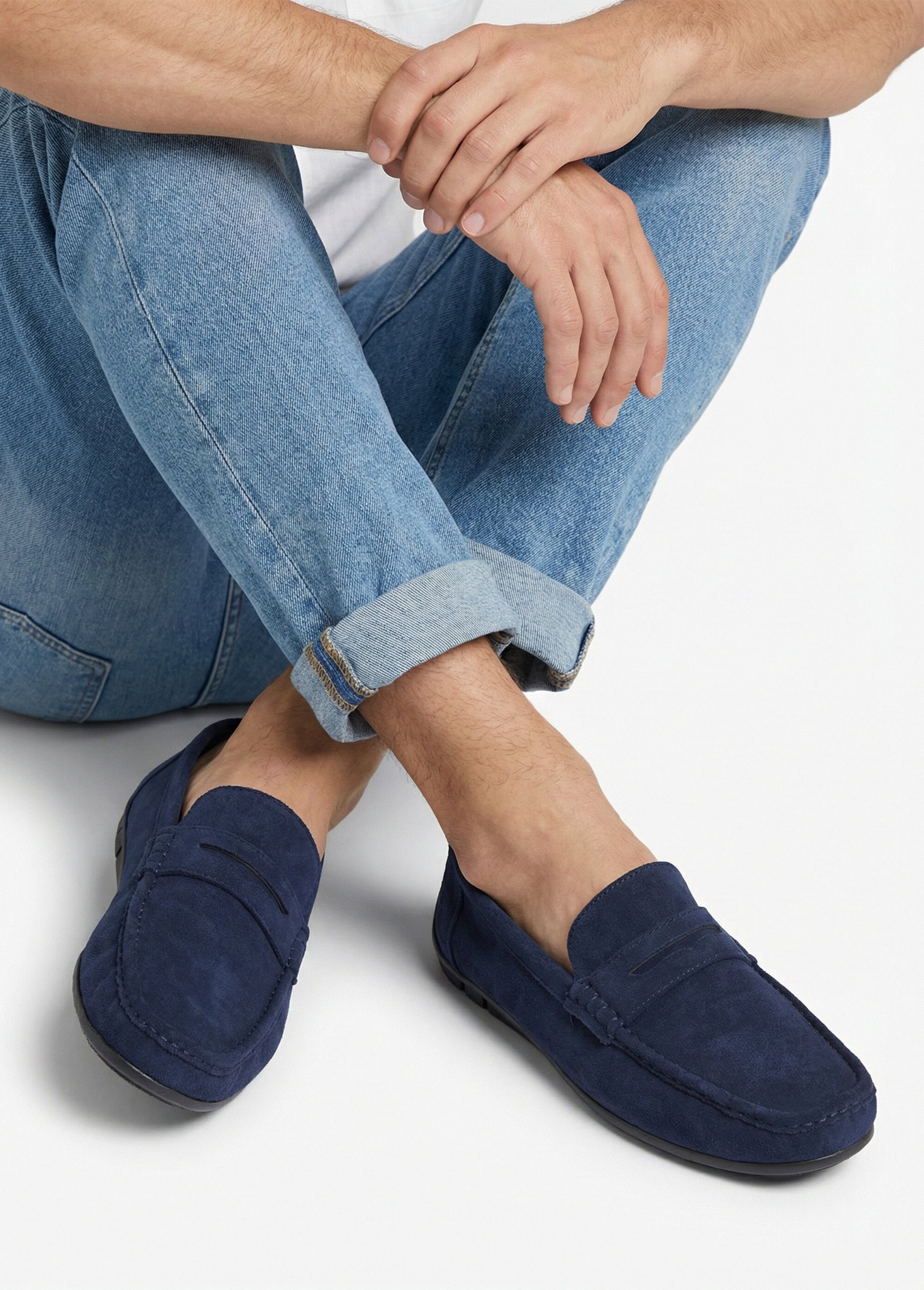 Mocassins suédine, semelle antidérapante Homme Bleu JANNZX549 SI1