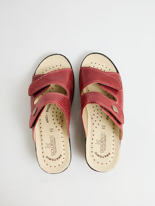 Mules scratchées grande largeur cuir Femme Rouge OBERLAN OV1