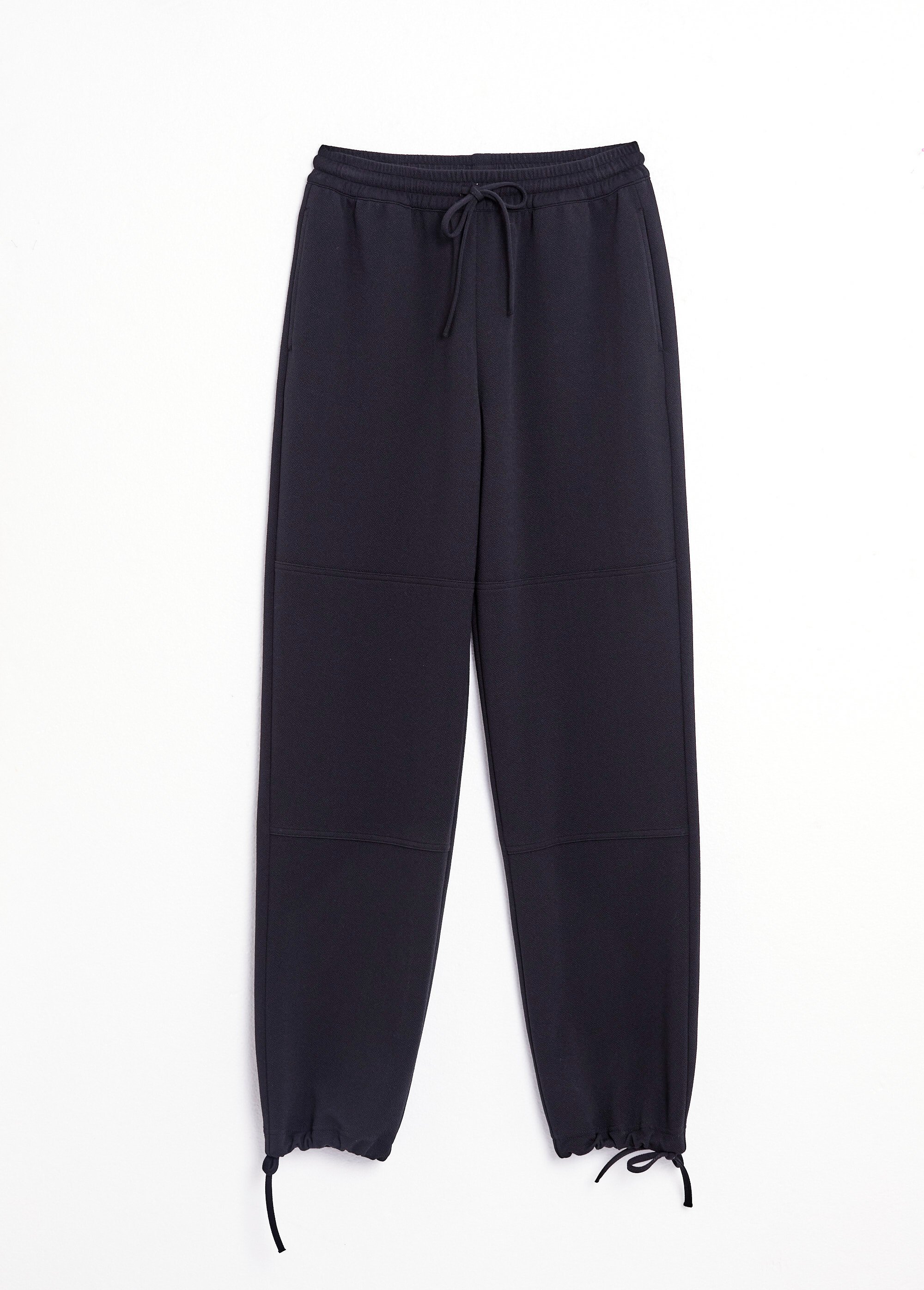 Pantalon large ceinture élastiquée maille crêpe unie Femme Noir NIBELLE AP1