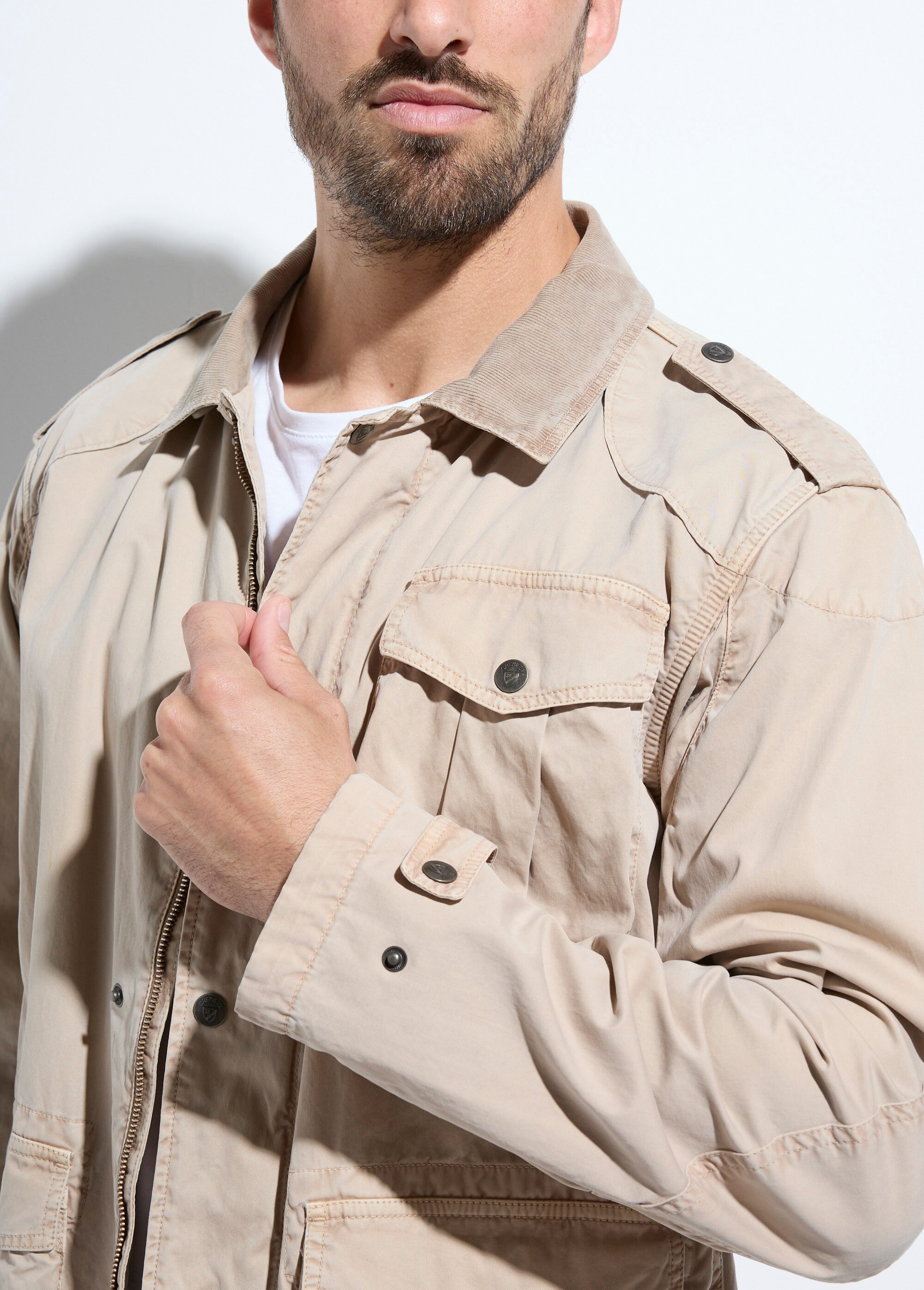 Parka mi-saison col montant en coton