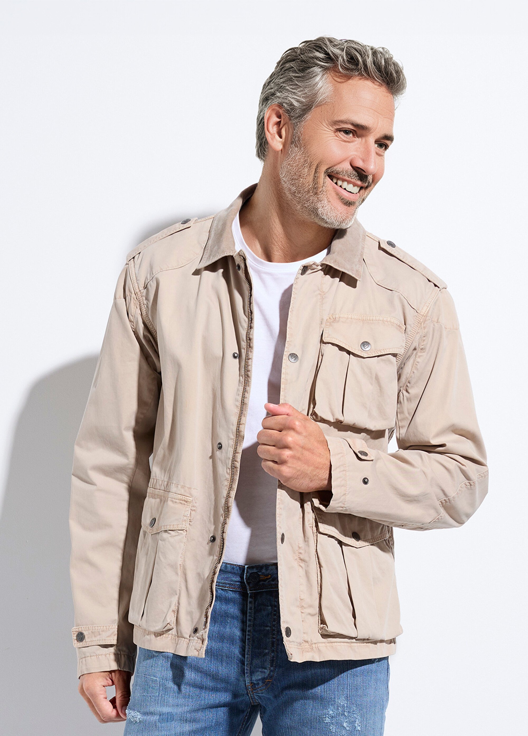Parka mi-saison col montant en coton