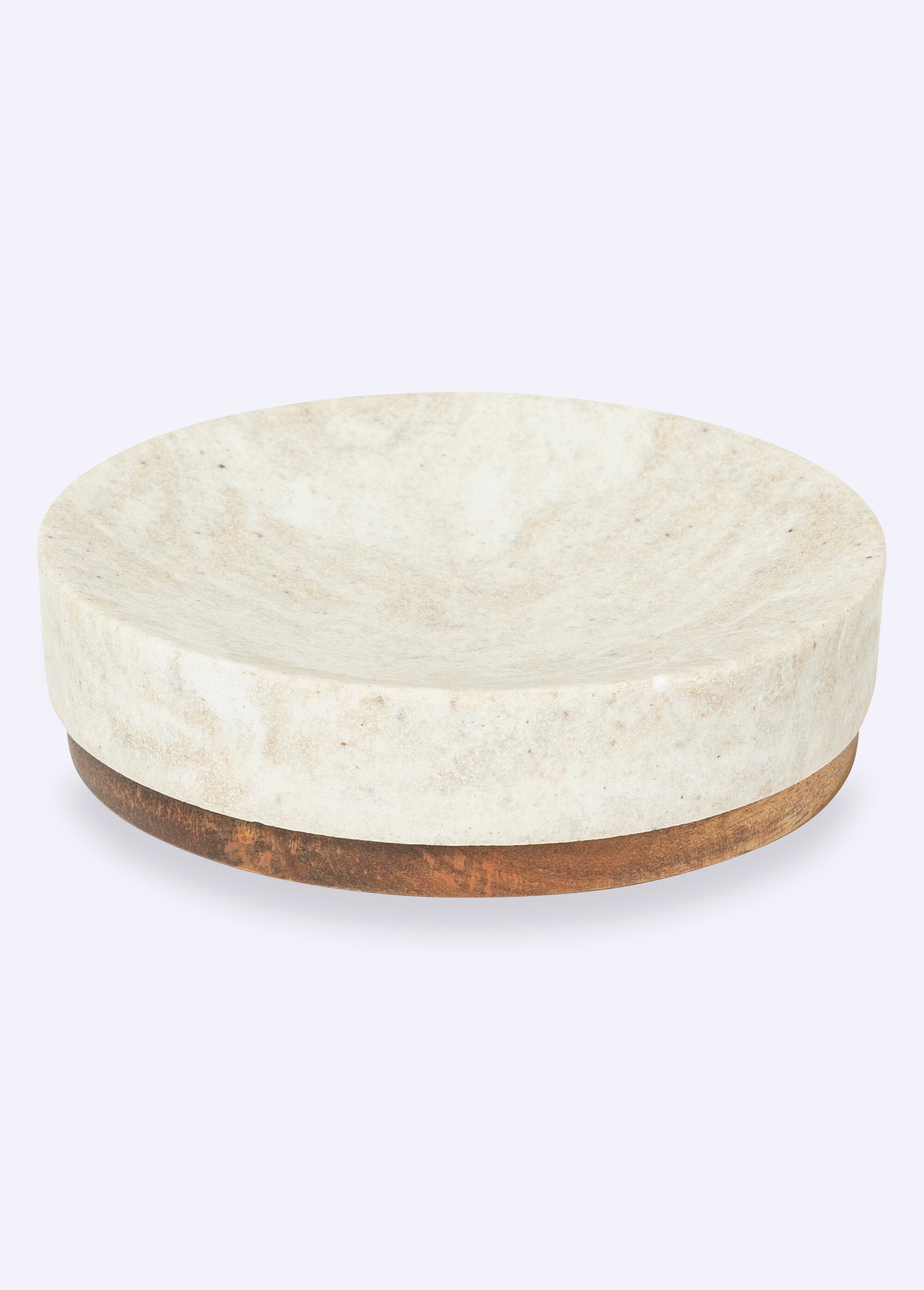 Porte savon rond effet pierre travertin Beige JJA-200159A FA1