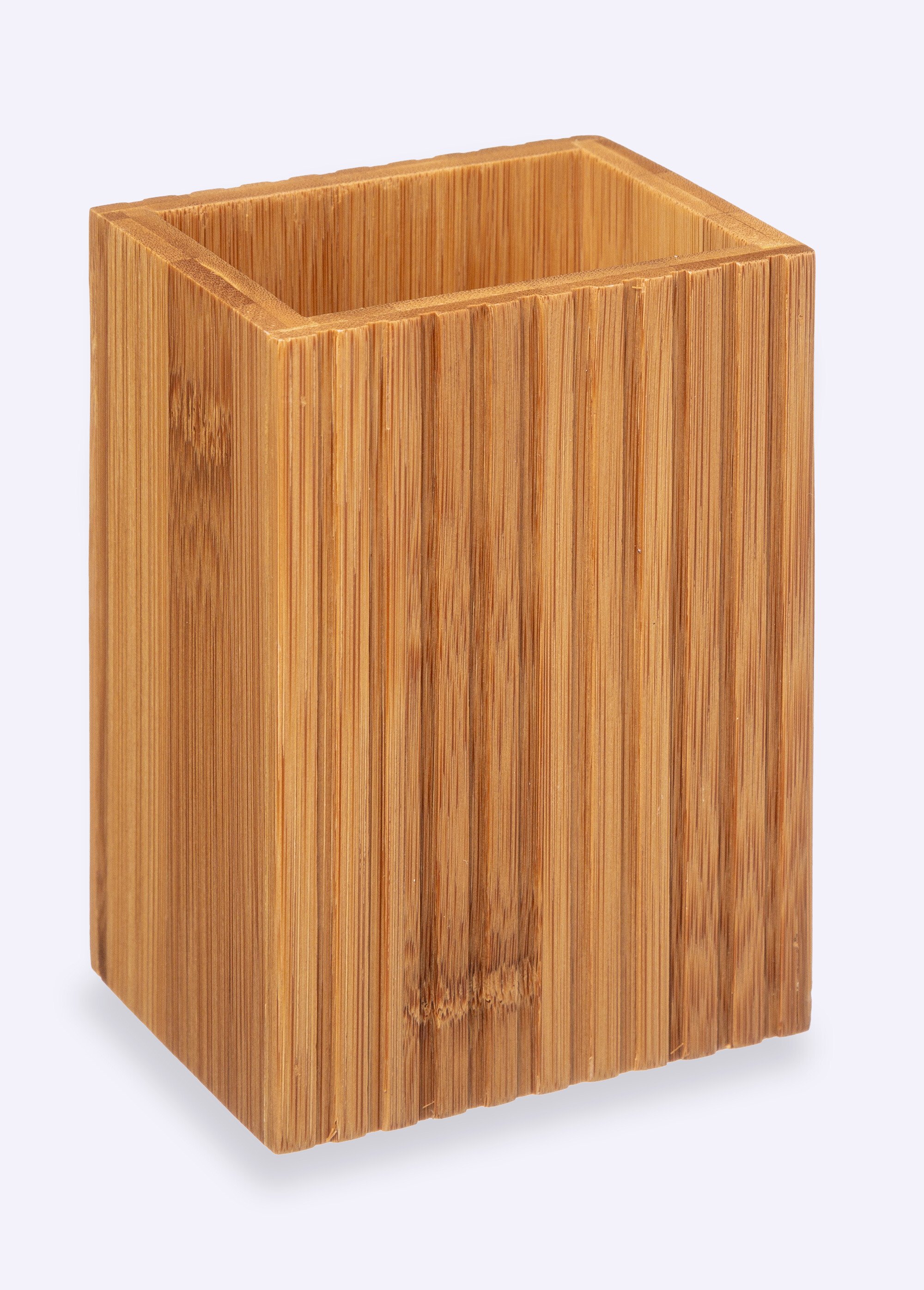 Pot à brosse à dents en bambou rainuré Marron JJA-174534 FA1