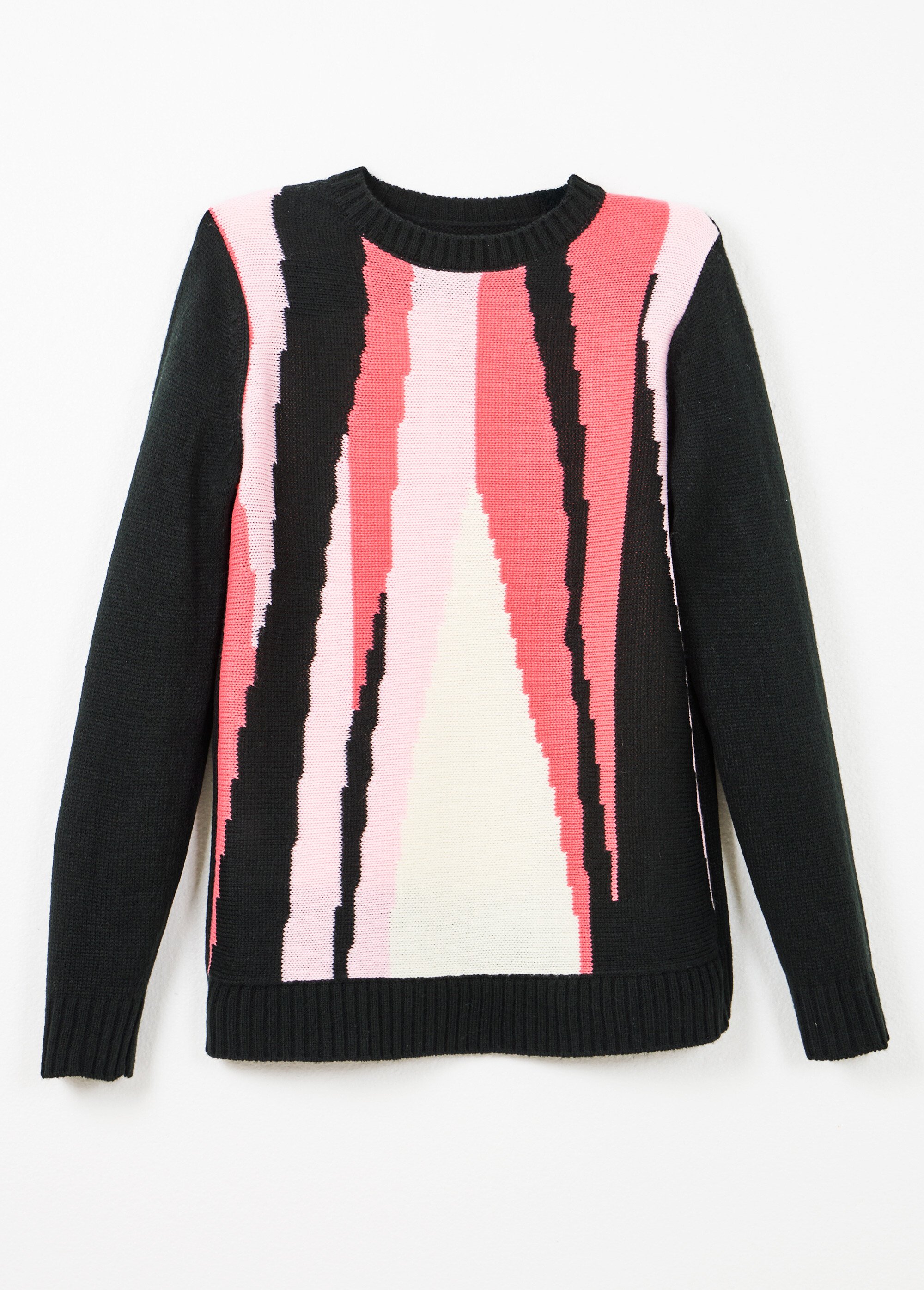 Pull chaud col rond jacquard graphique Femme Noir PETRI AP1