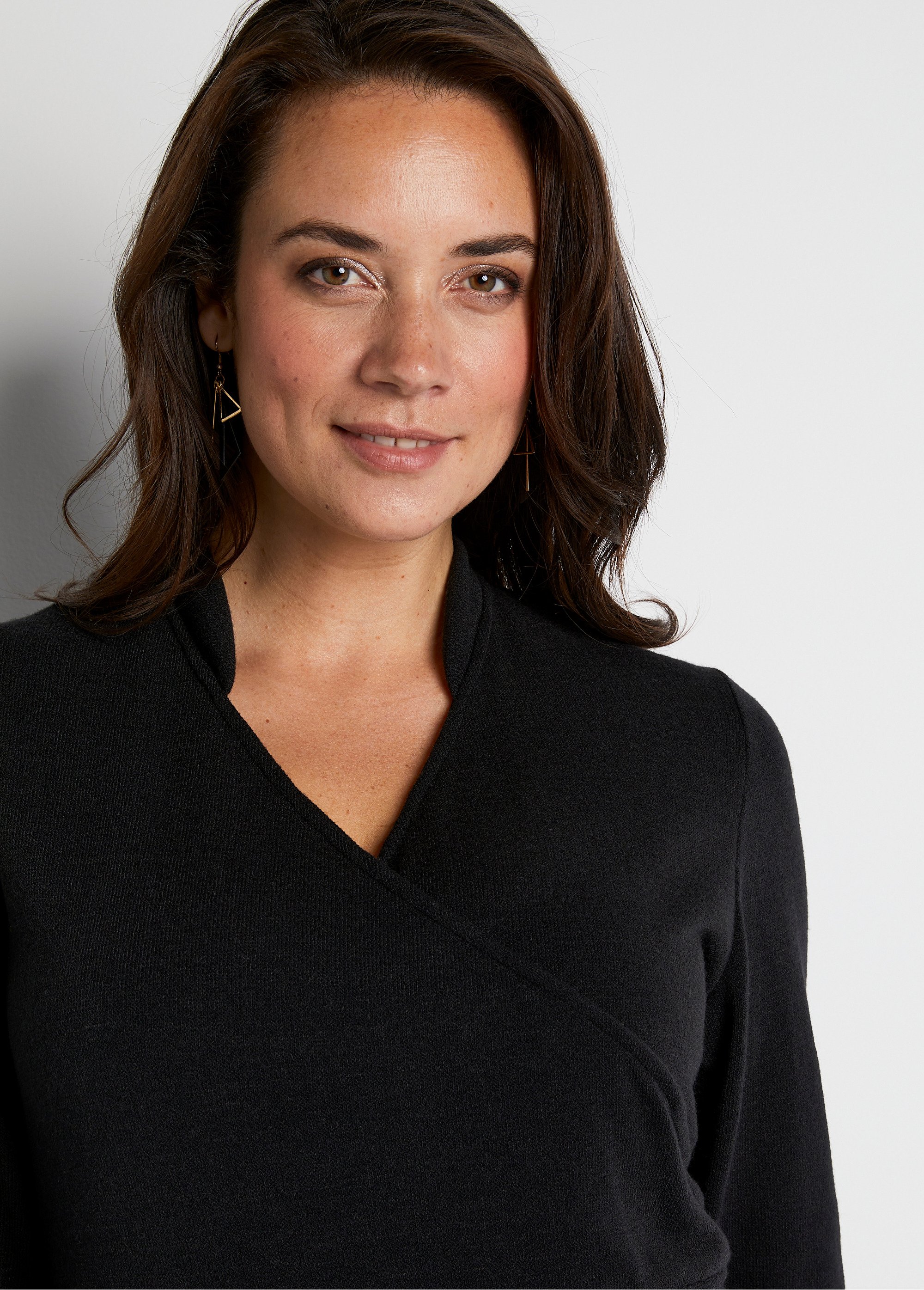 Robe courte cache-coeur manches 3/4