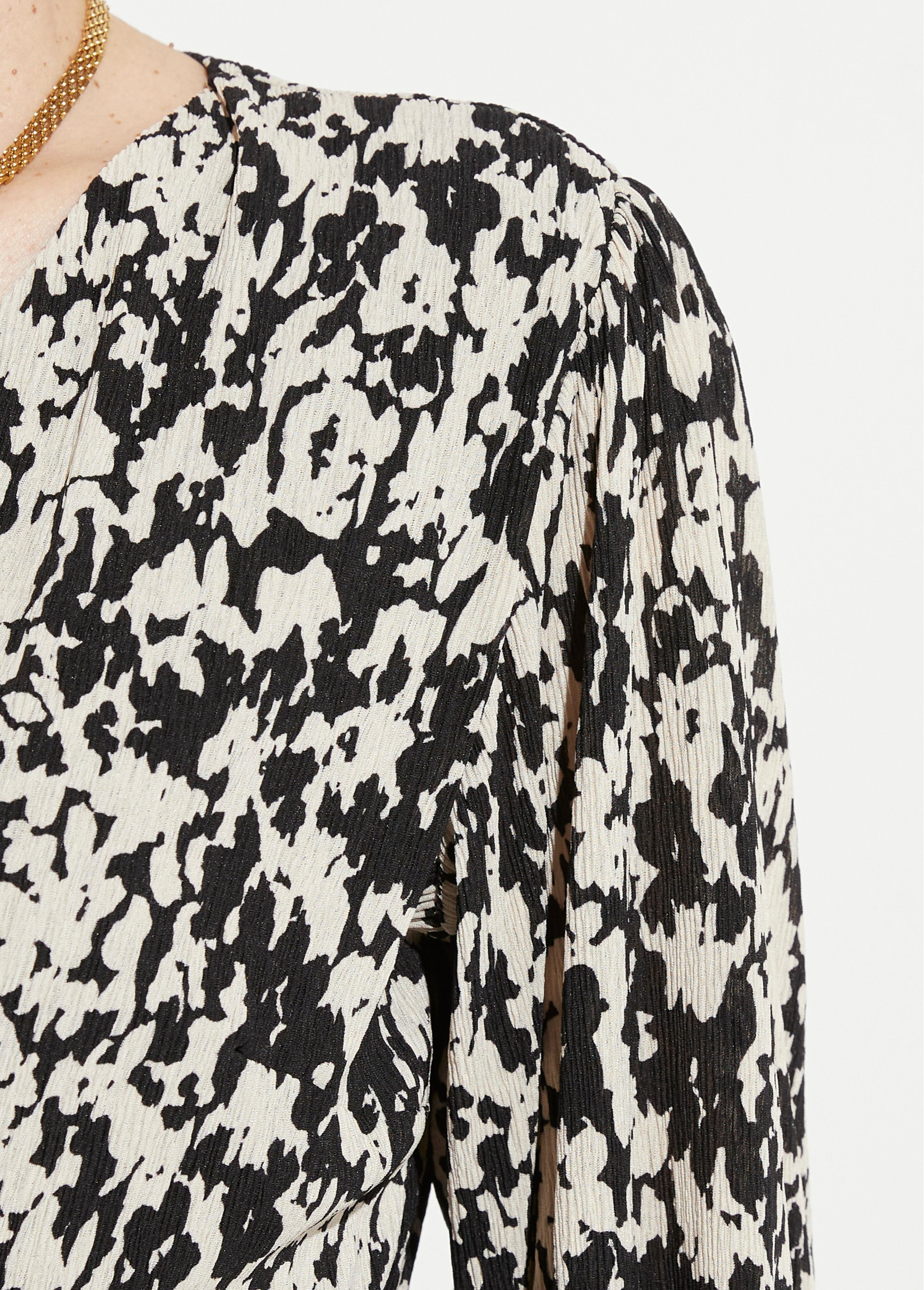 Robe courte cache-coeur imprimé tachiste Femme Noir HANNA DE2