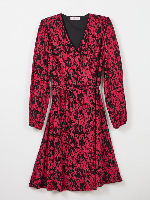 Robe courte cache-coeur imprimé tachiste Femme Noir HANNA AP1