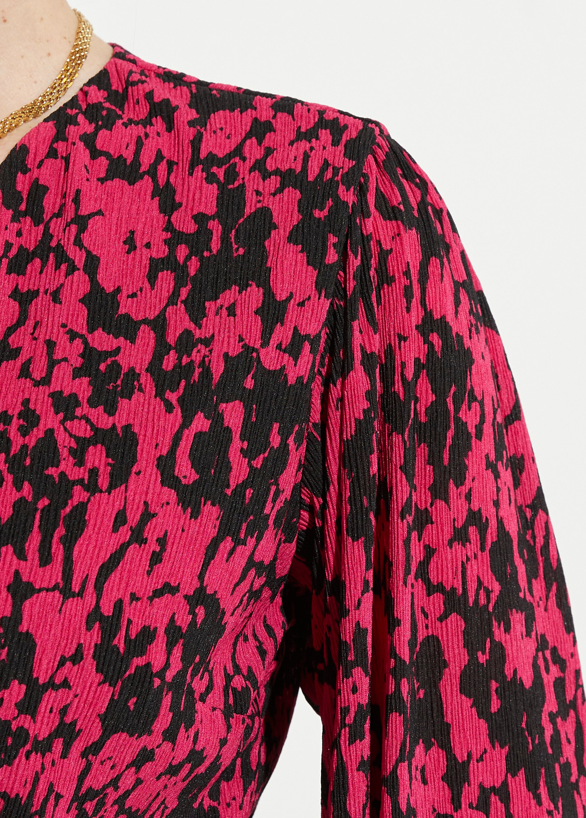 Robe courte cache-coeur imprimé tachiste Femme Noir HANNA DE2