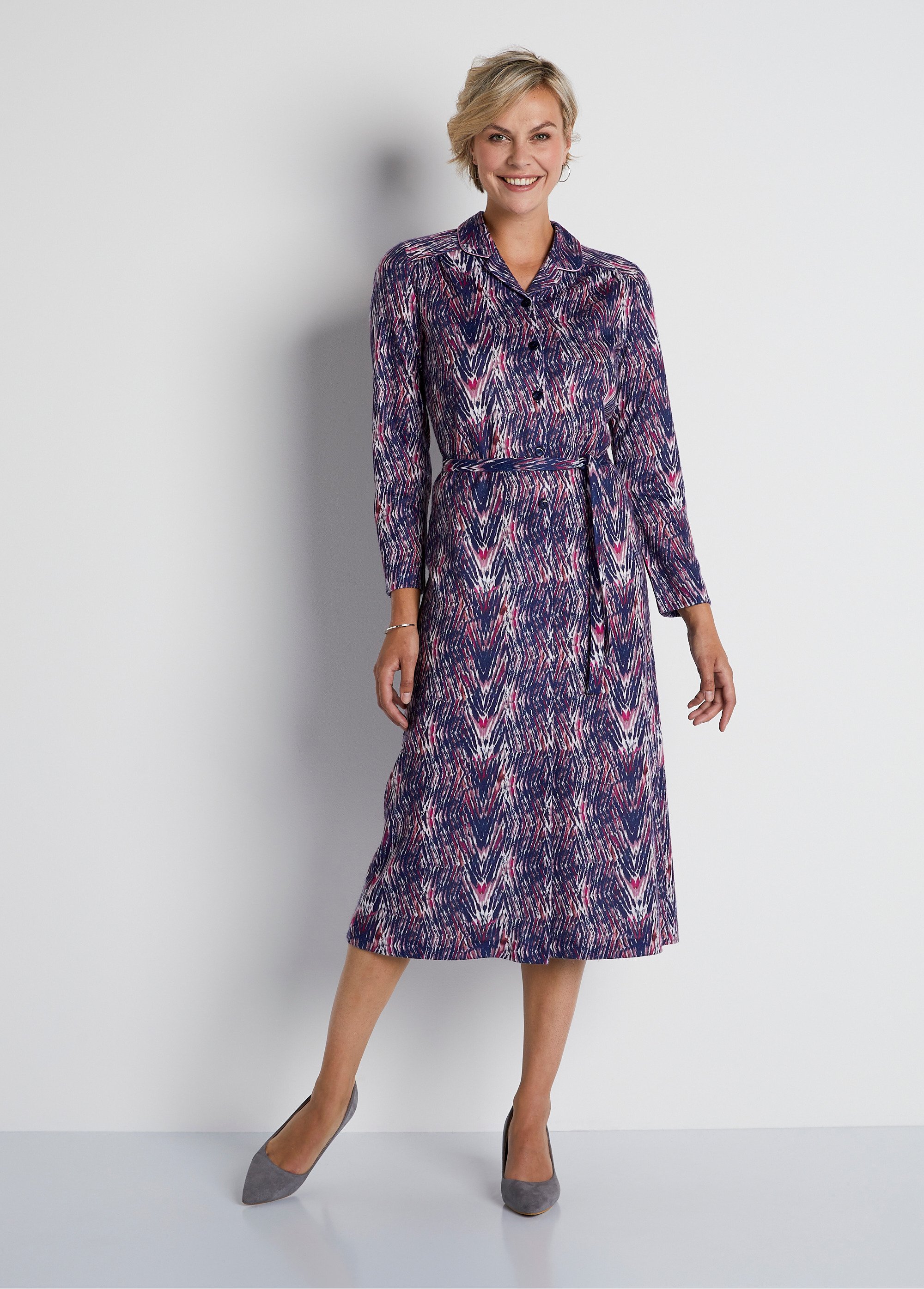 Robe mi-longue évasée imprimée