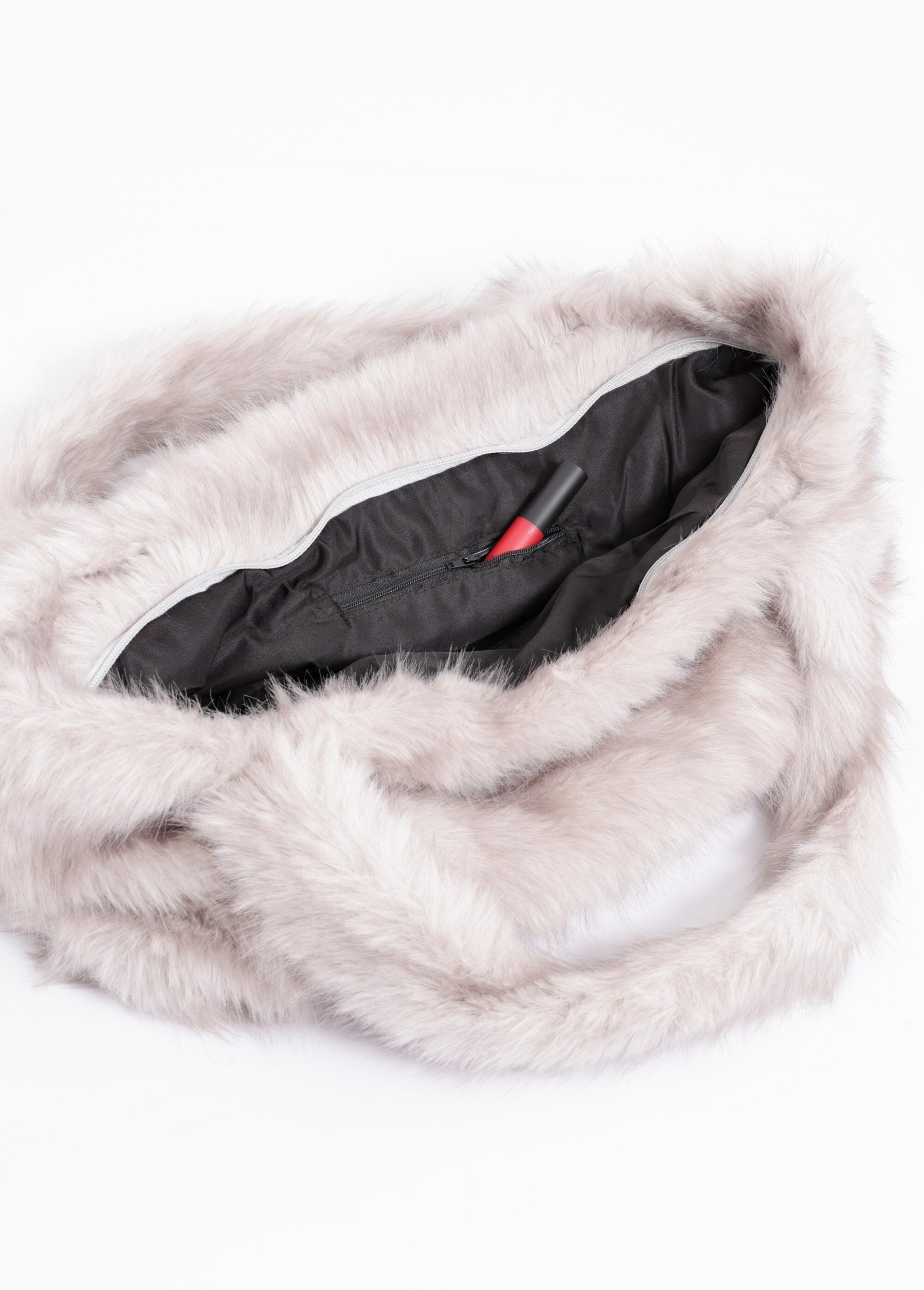 Sac en fausse fourrure unie Femme Gris NES180LBW2518 DE2