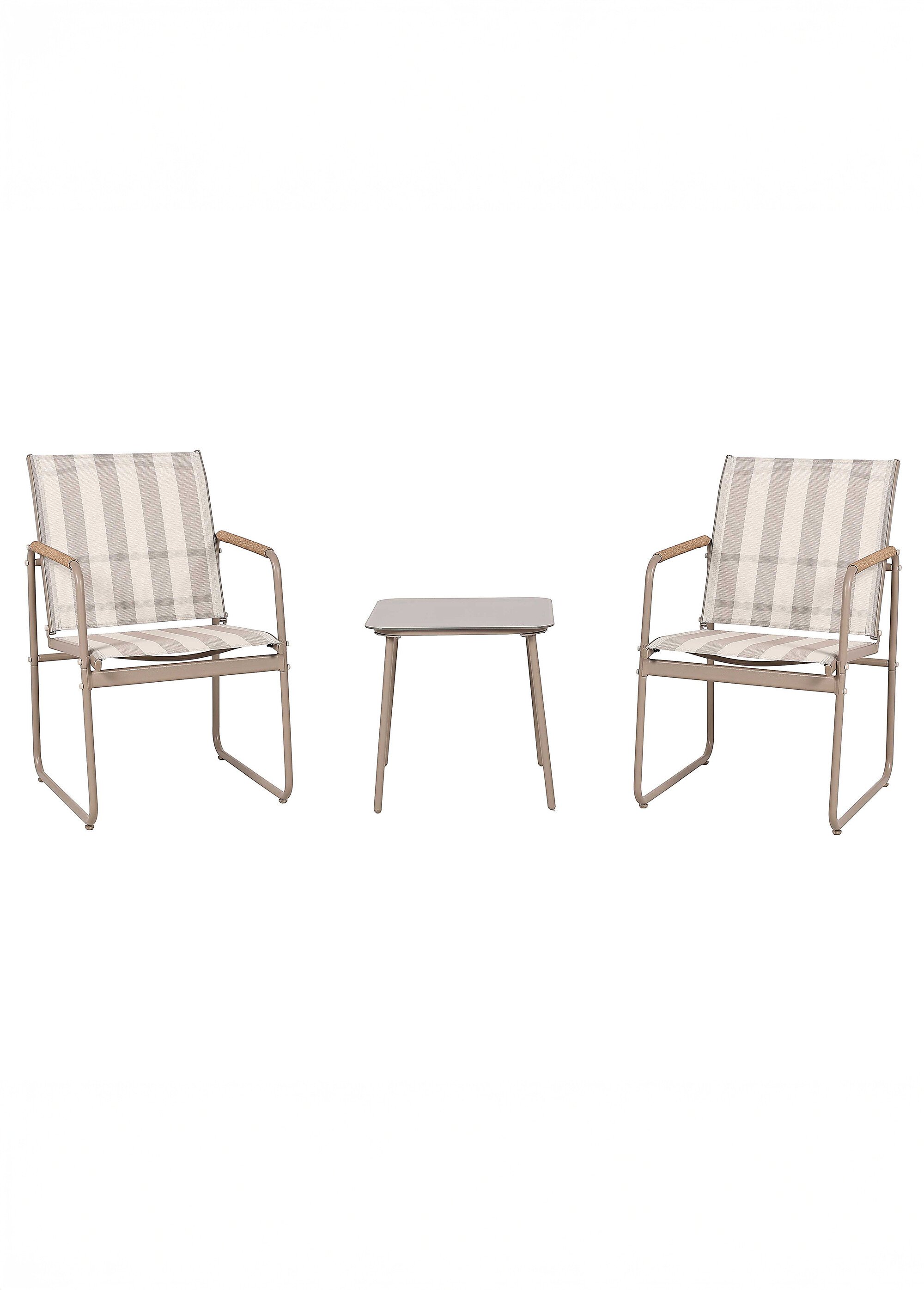 Salon de jardin 3 pièces toile rayée BEIGE CMP-HDO7435 FA1