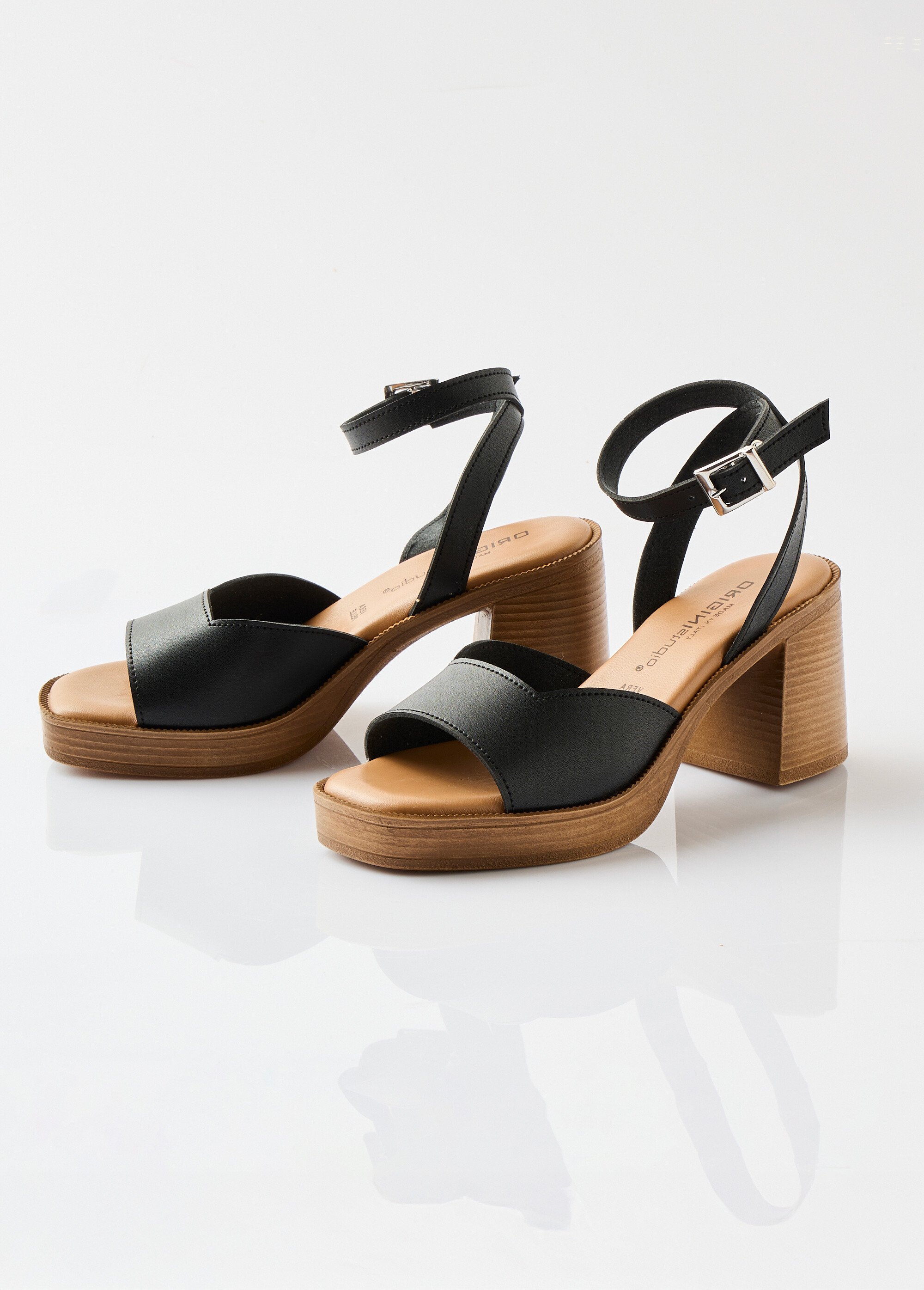 Sandales plateforme talon effet bois Femme Noir ORIOLE DE1