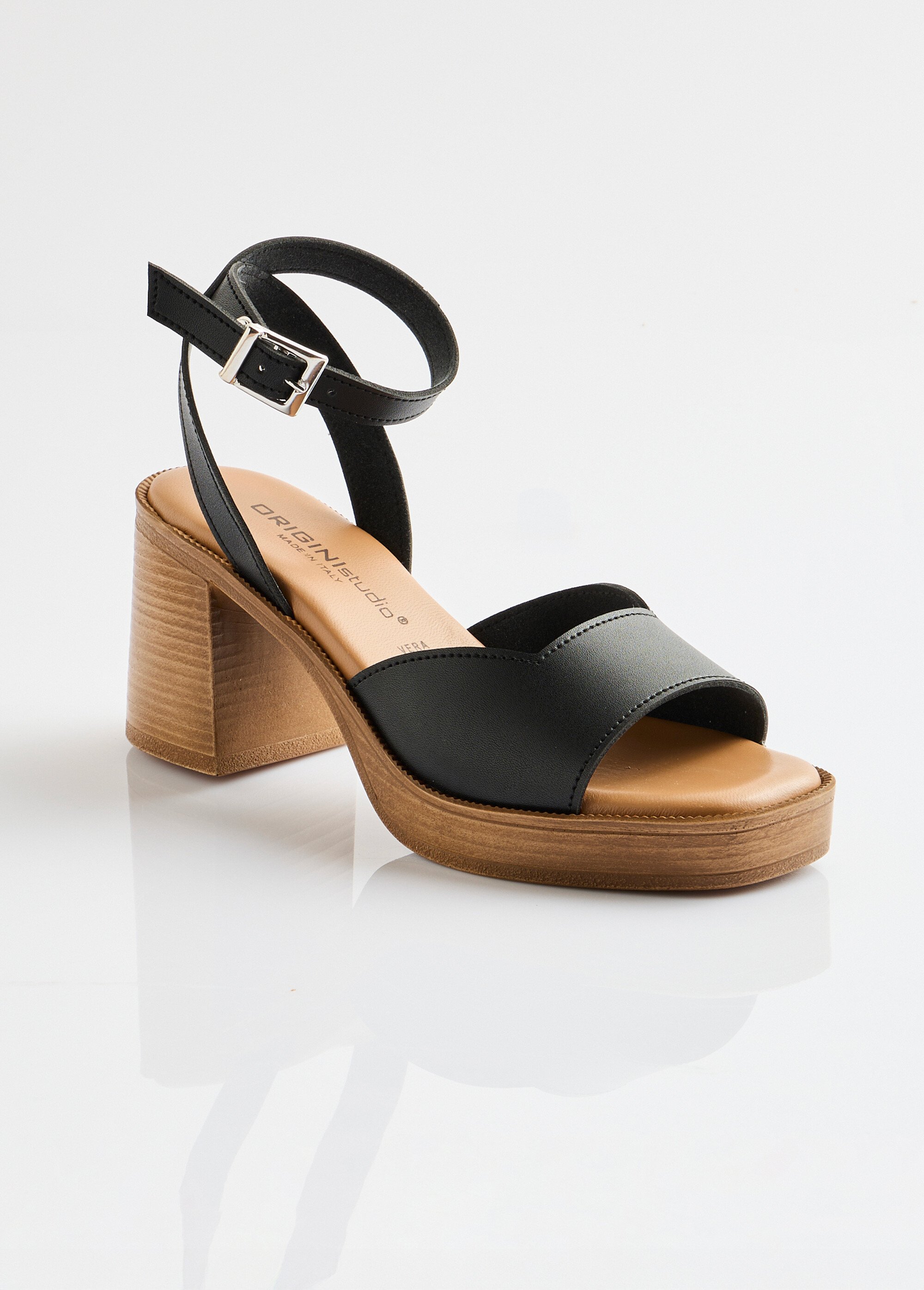 Sandales plateforme talon effet bois Femme Noir ORIOLE FA1