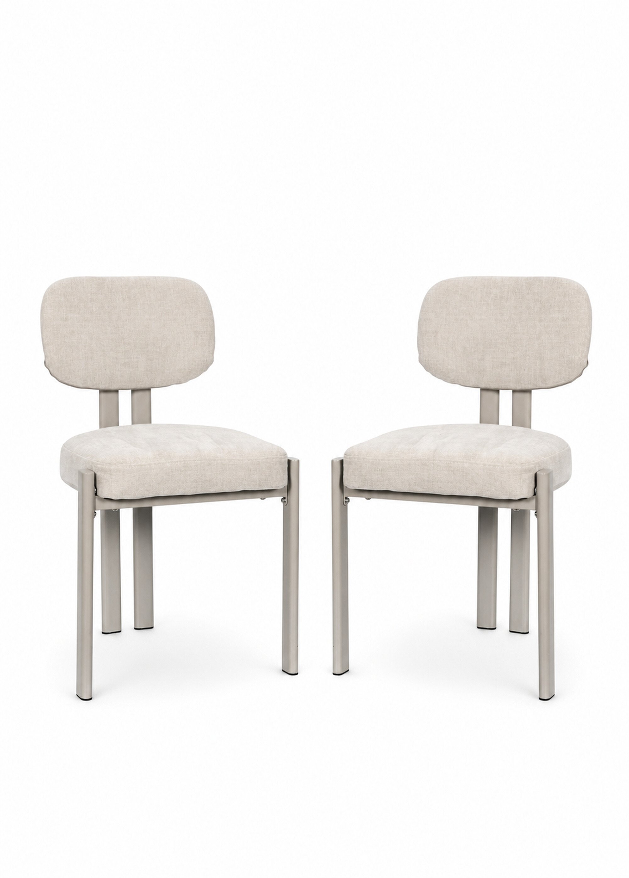Set de 2 Chaises design chenille EMILIA BEIGE CMP-HD7808 FA1