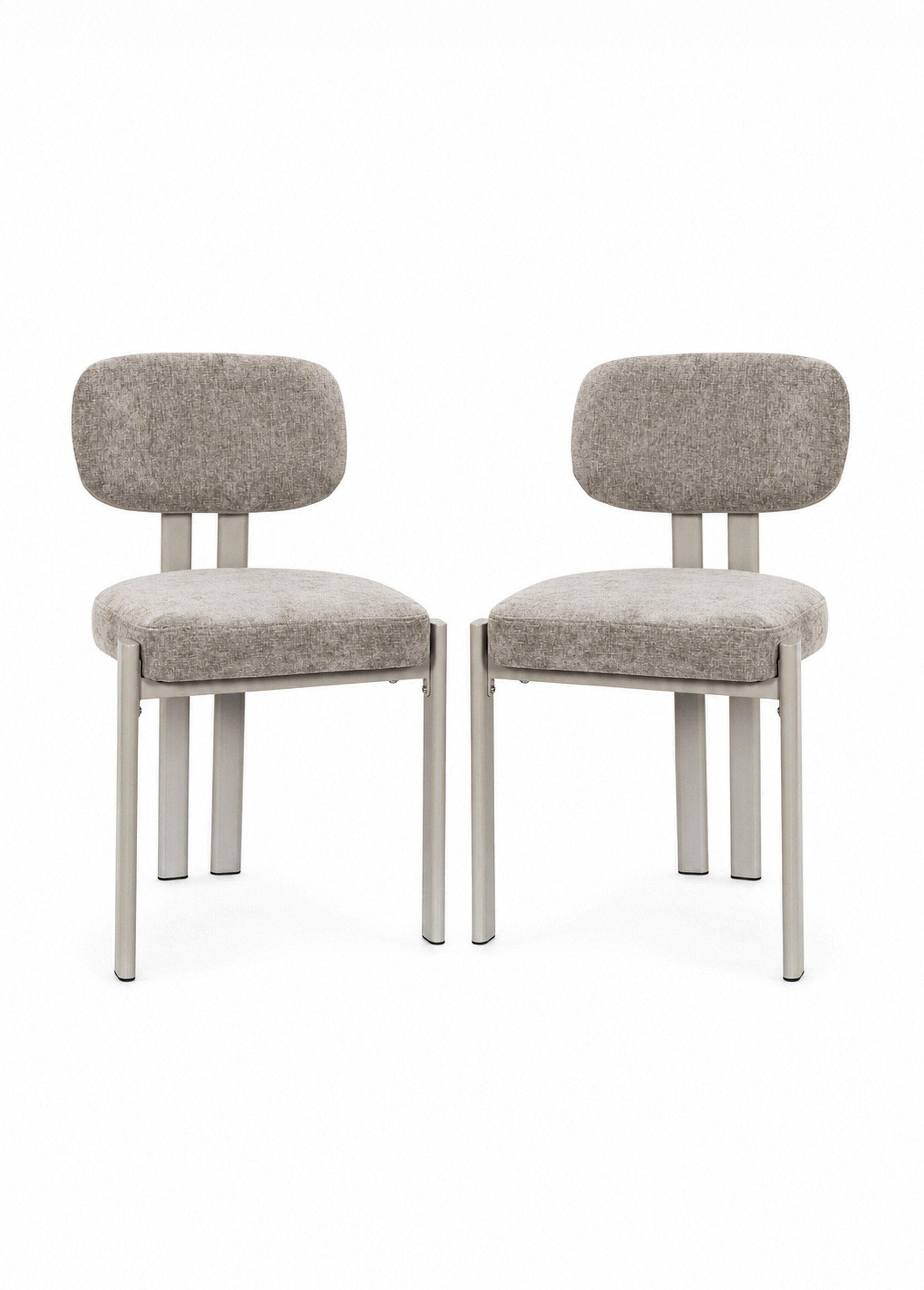 Set de 2 Chaises design chenille EMILIA MARRON CMP-HD7808 FA1
