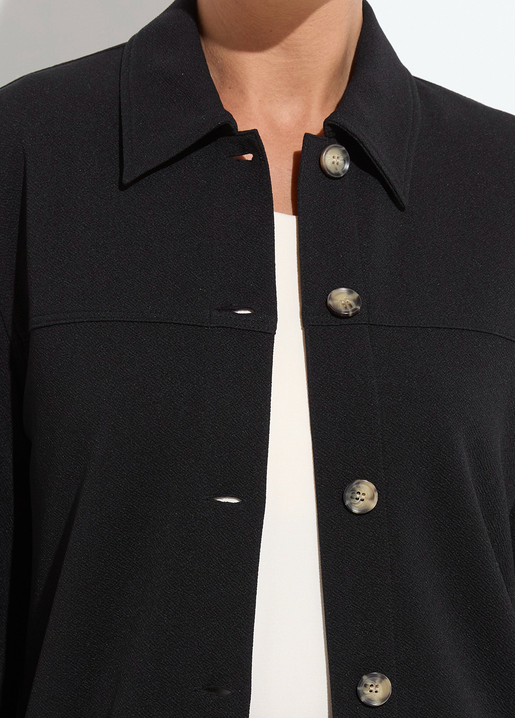 Surchemise boutonnée maille crêpe unie