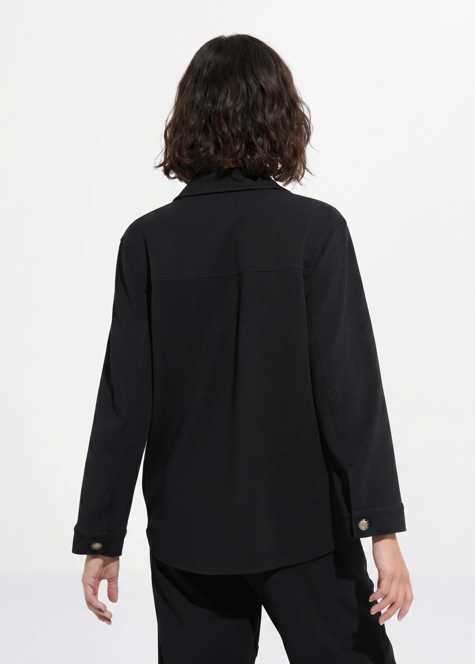 Surchemise boutonnée maille crêpe unie