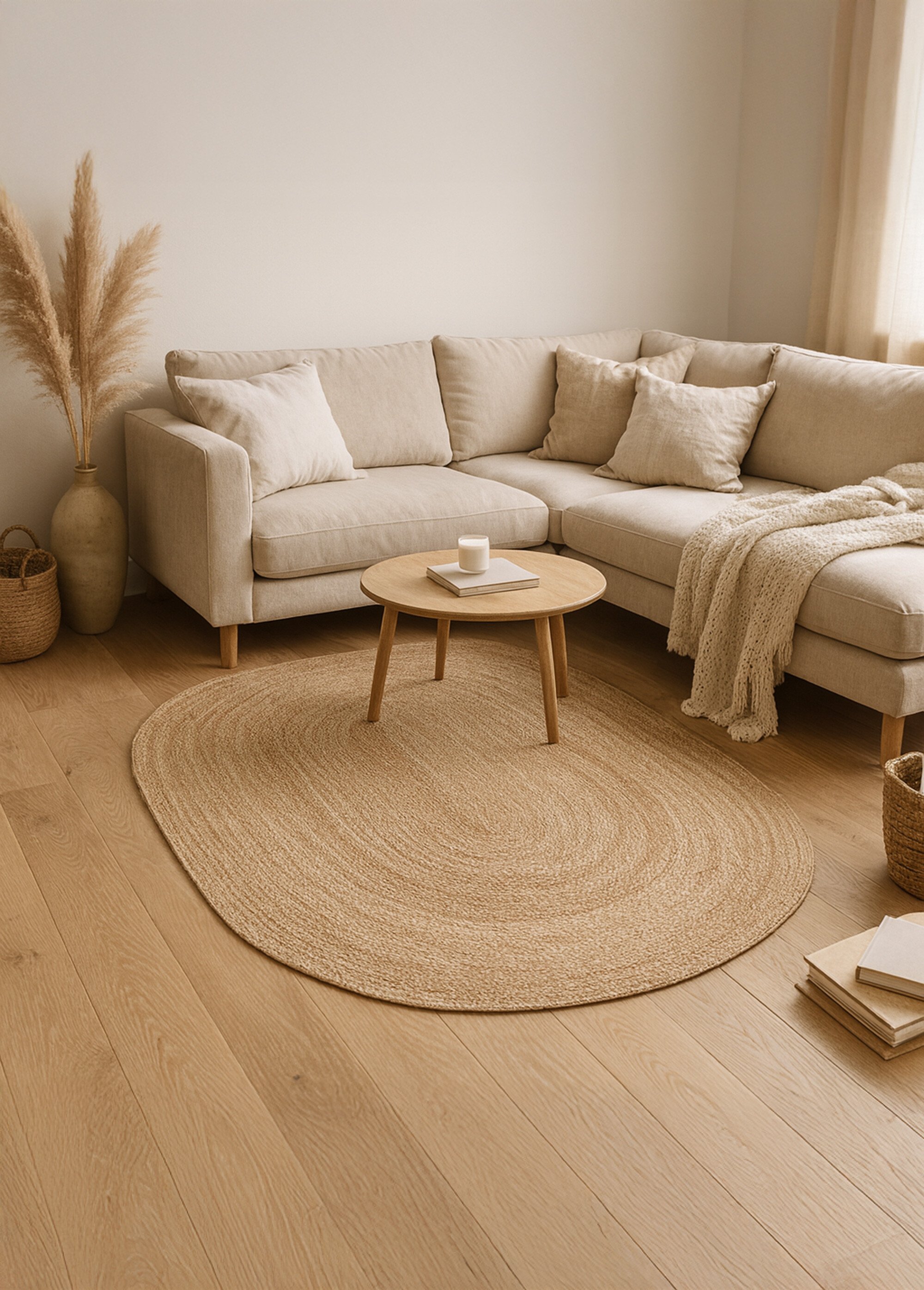 Tapis déco ovale en jute 170 x 120cm Beige NOR-ANNA22535 SI1