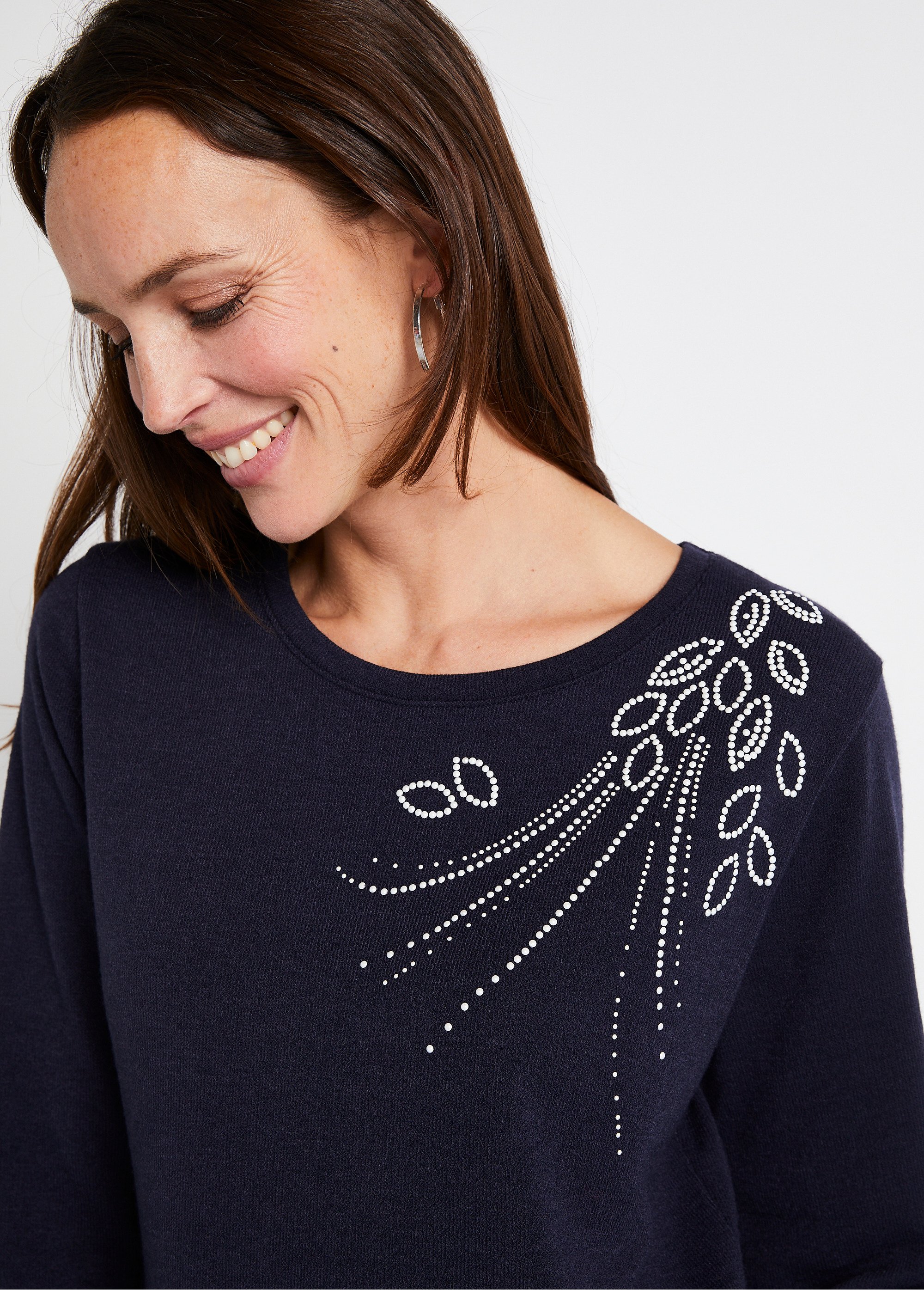 Tee-shirt court perlé maille chaude