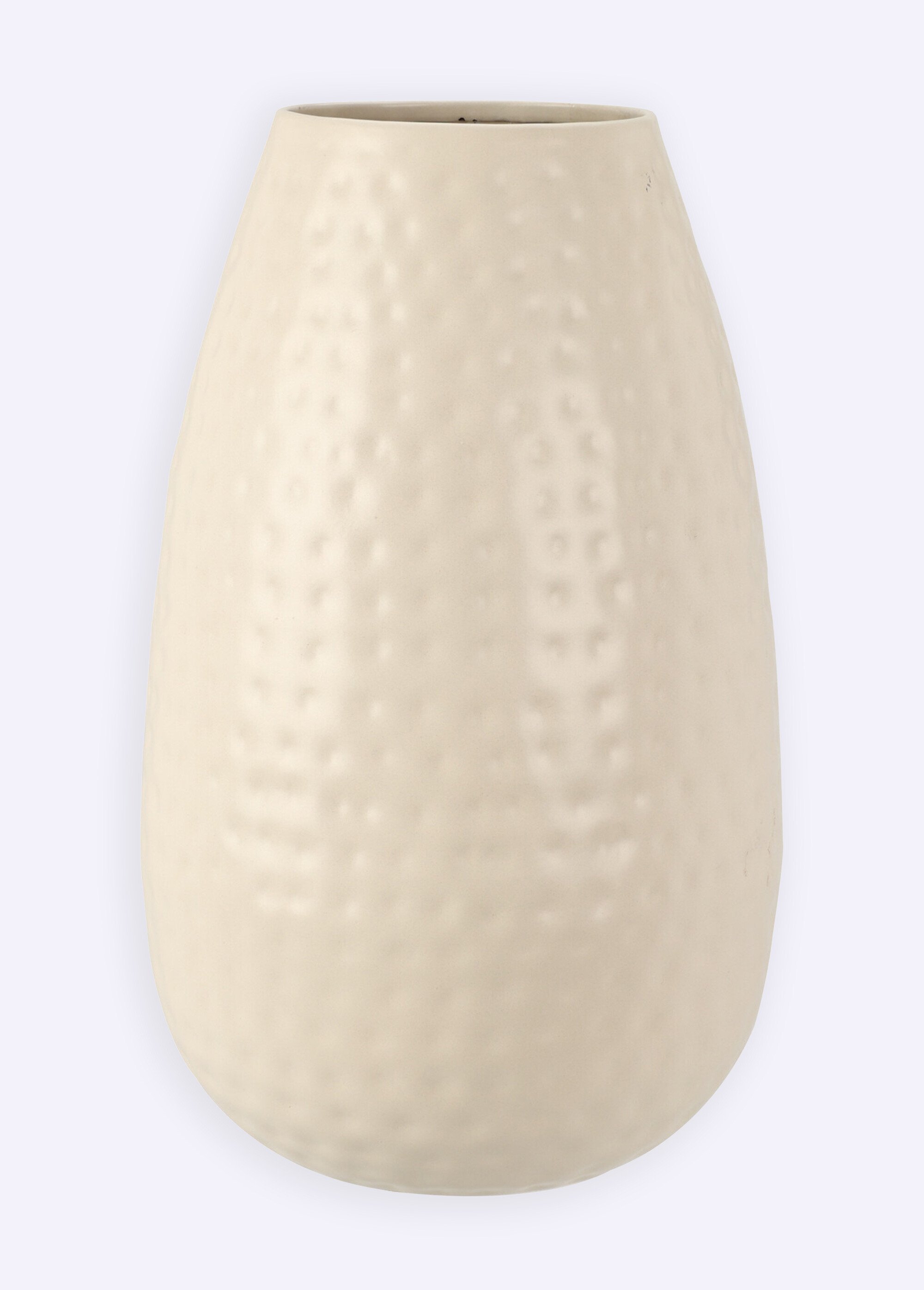 Vase ovale en céramique aspect martelé Beige KP-A65005940 FA1