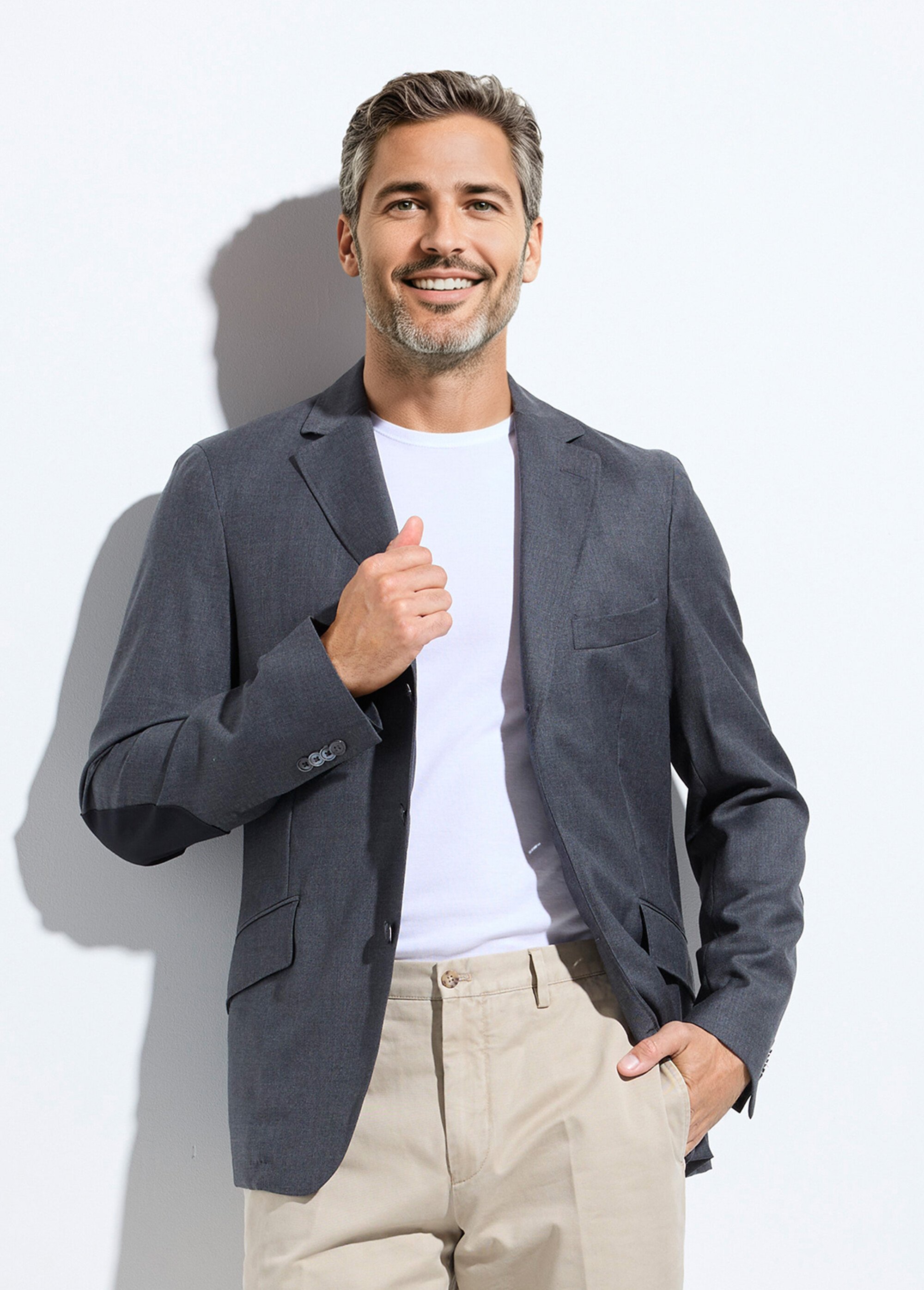 Veste blazer laine chinée avec coudières