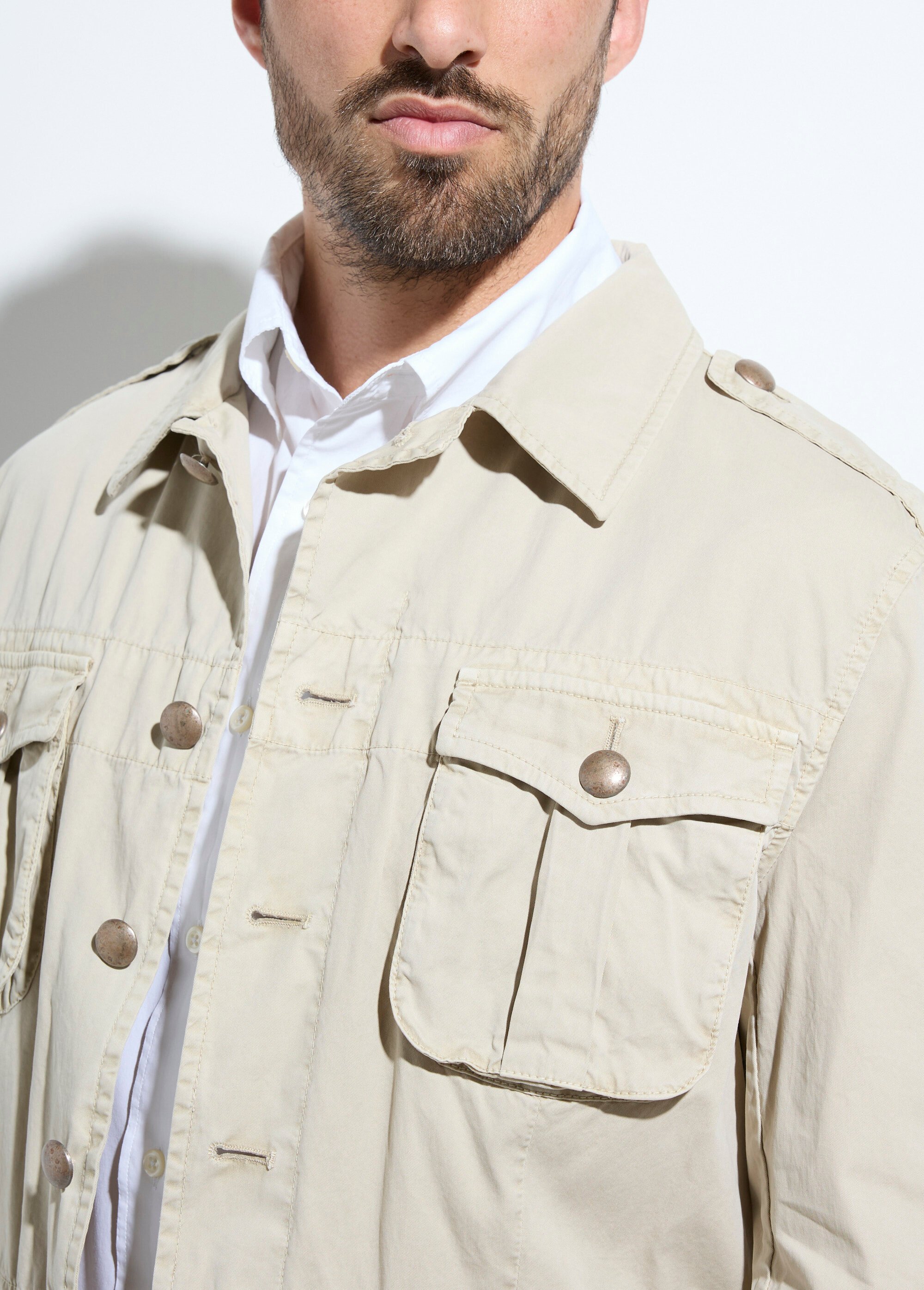 Veste casual coton avec boutons métal