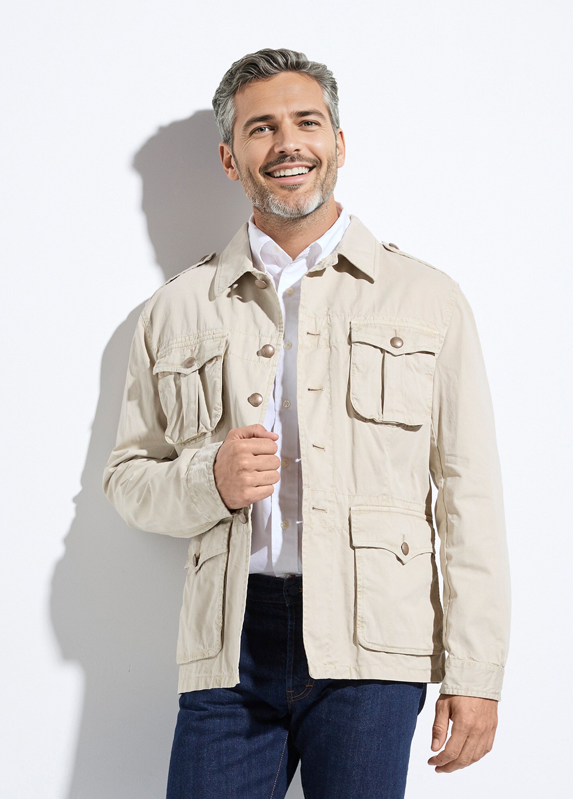 Veste casual coton avec boutons métal