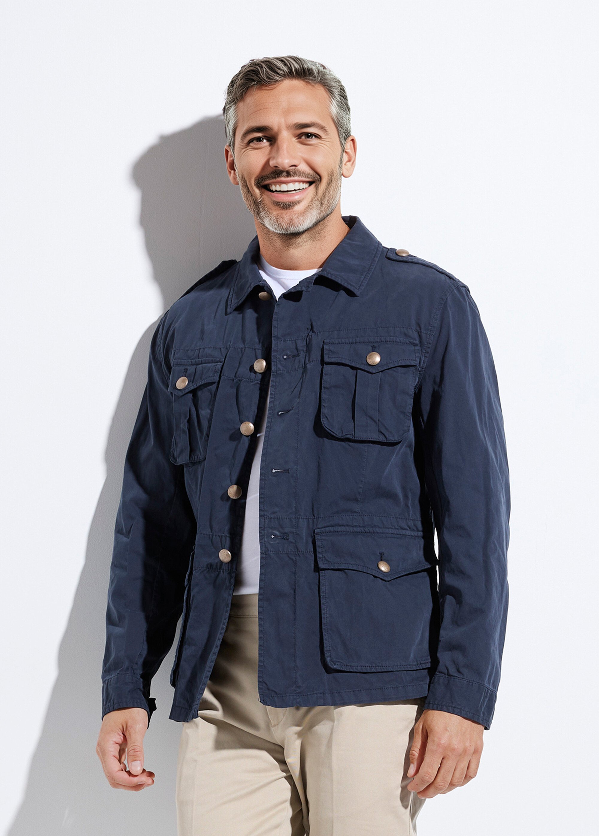 Veste casual coton avec boutons métal