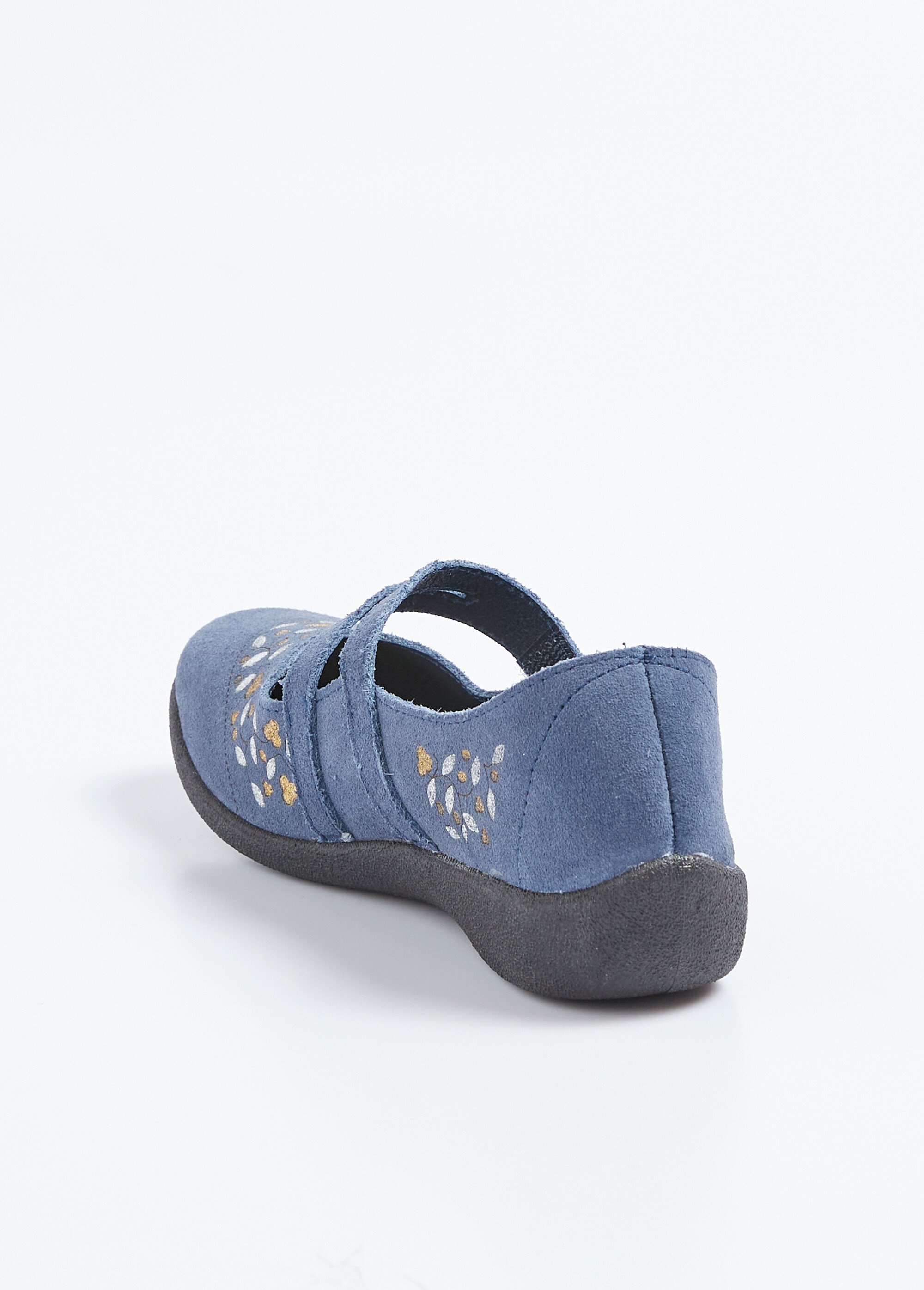 Ballerines scratchées compensées cuir largeur confort Femme Bleu OPPIA DO1