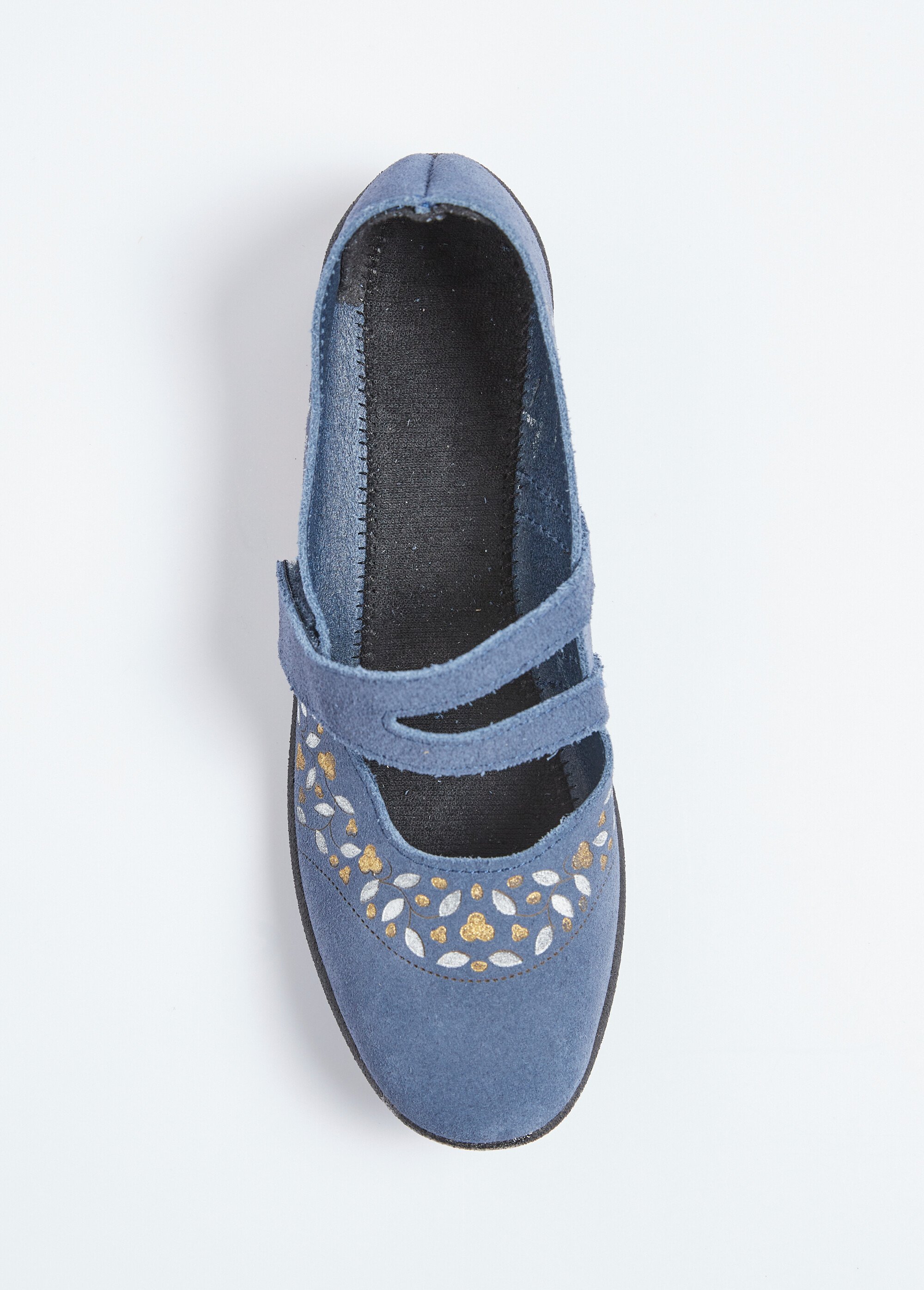 Ballerines scratchées compensées cuir largeur confort Femme Bleu OPPIA OV1