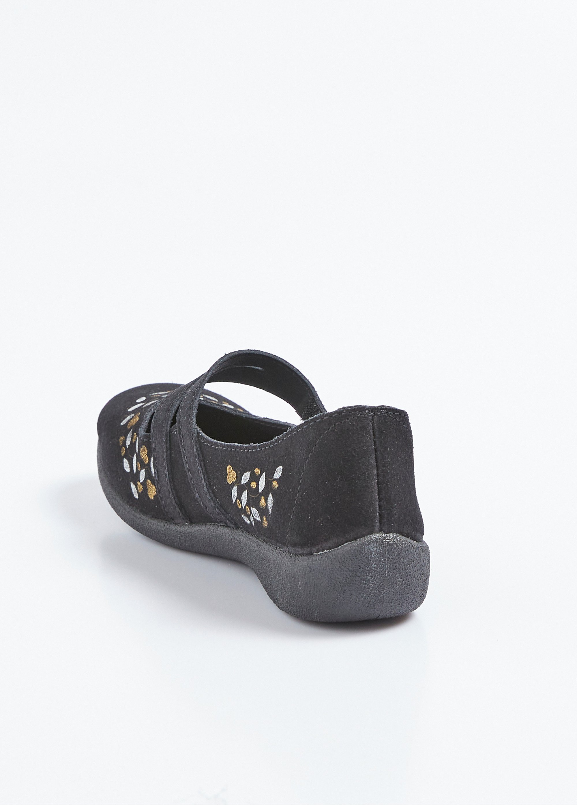 Ballerines scratchées compensées cuir largeur confort Femme Noir OPPIA DO1