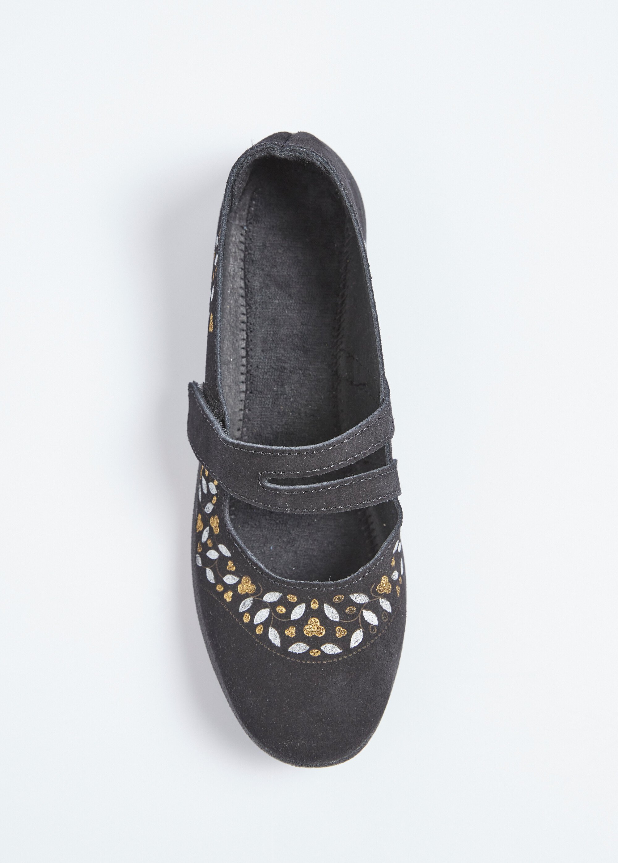Ballerines scratchées compensées cuir largeur confort Femme Noir OPPIA OV1