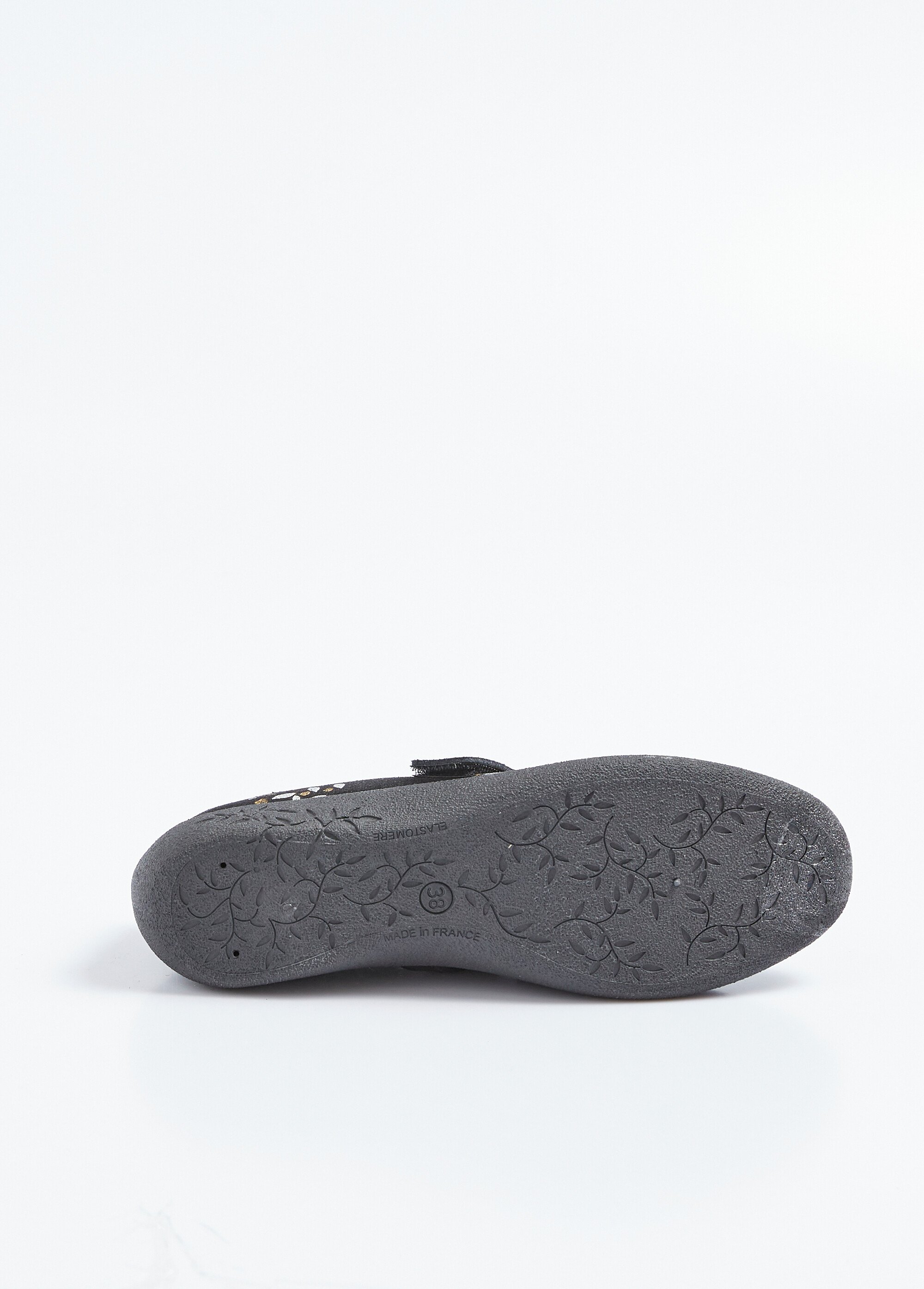 Ballerines scratchées compensées cuir largeur confort Femme Noir OPPIA UN1