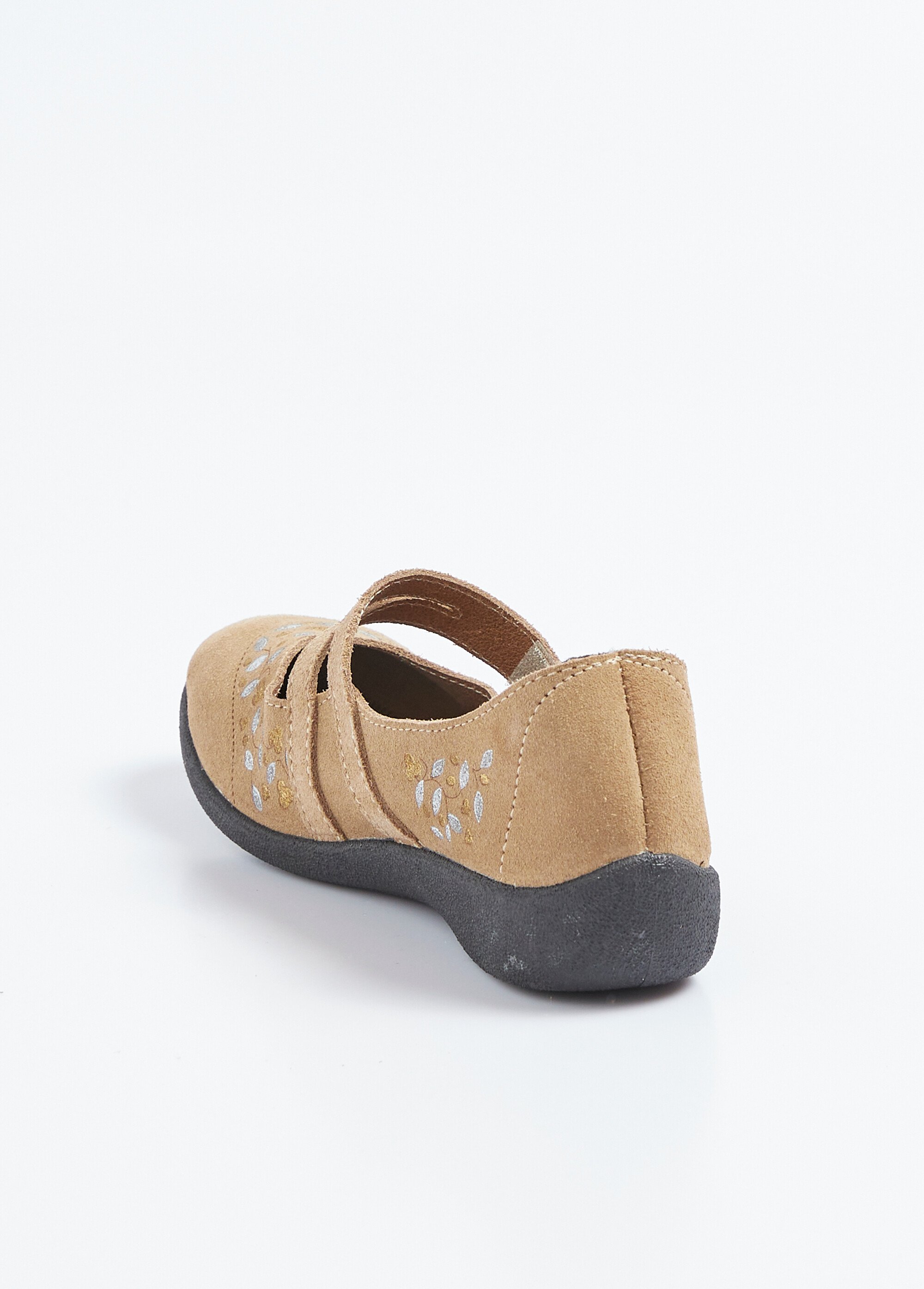 Ballerines scratchées compensées cuir largeur confort Femme Beige OPPIA DO1
