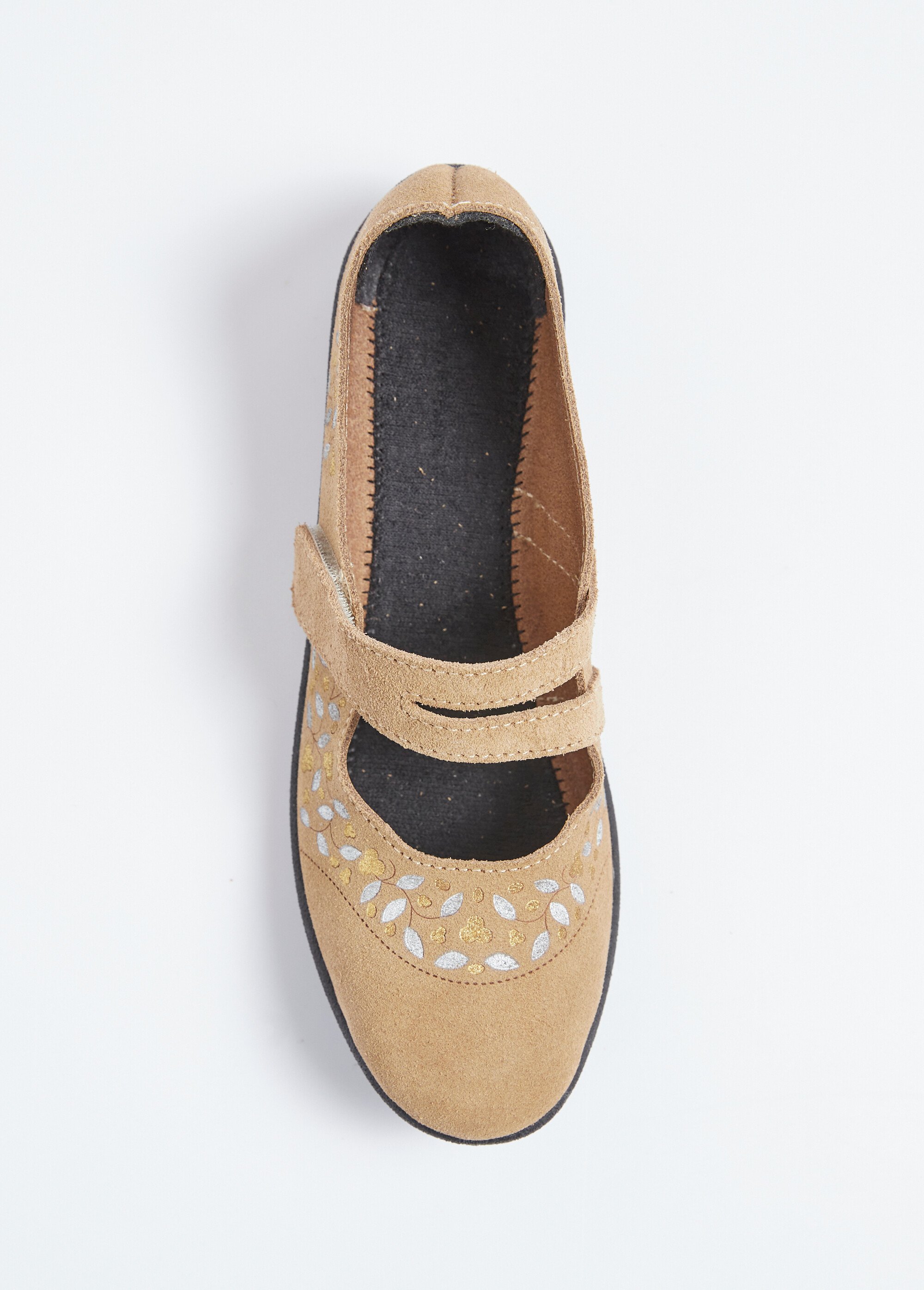 Ballerines scratchées compensées cuir largeur confort Femme Beige OPPIA OV1