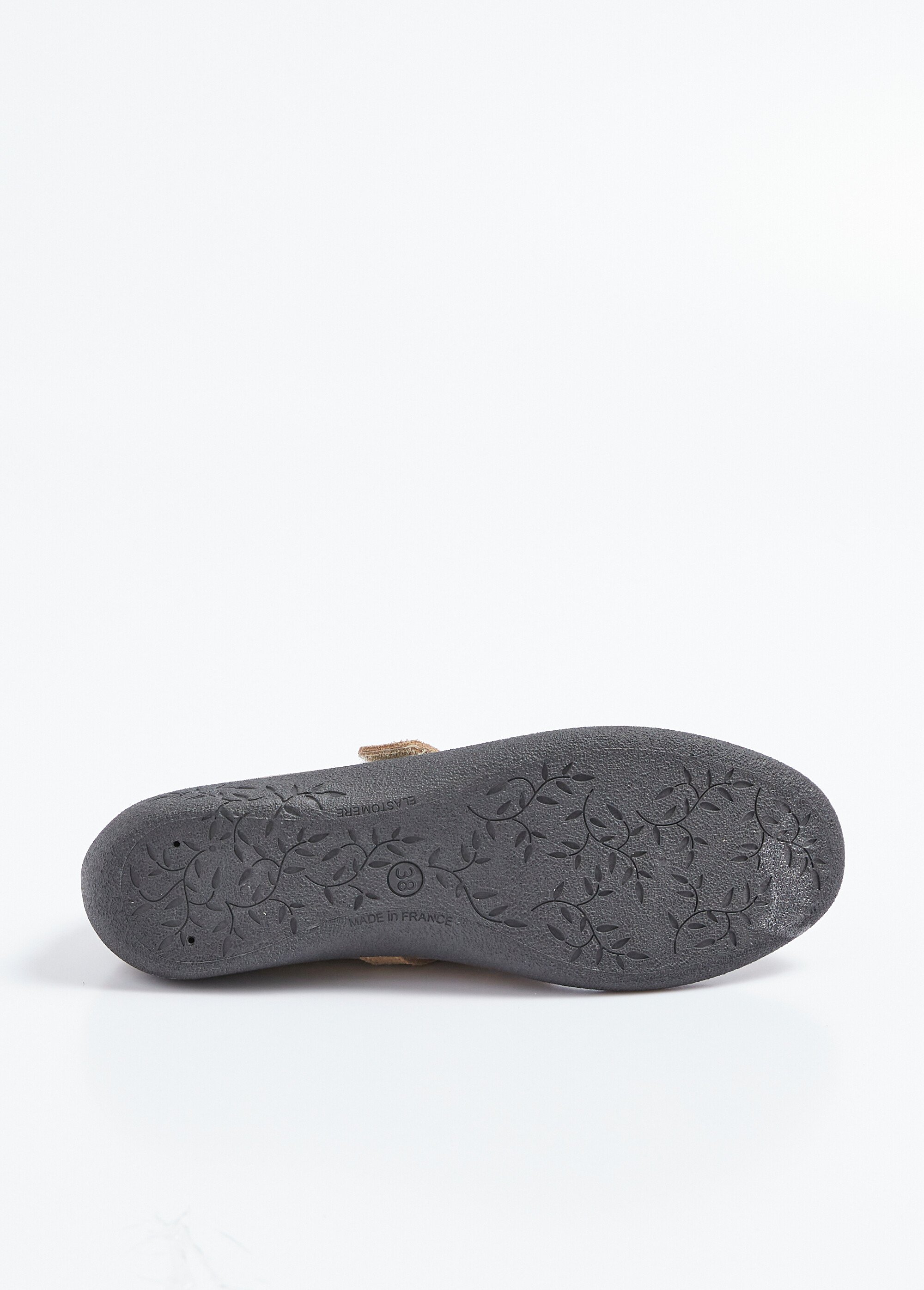 Ballerines scratchées compensées cuir largeur confort Femme Beige OPPIA UN1