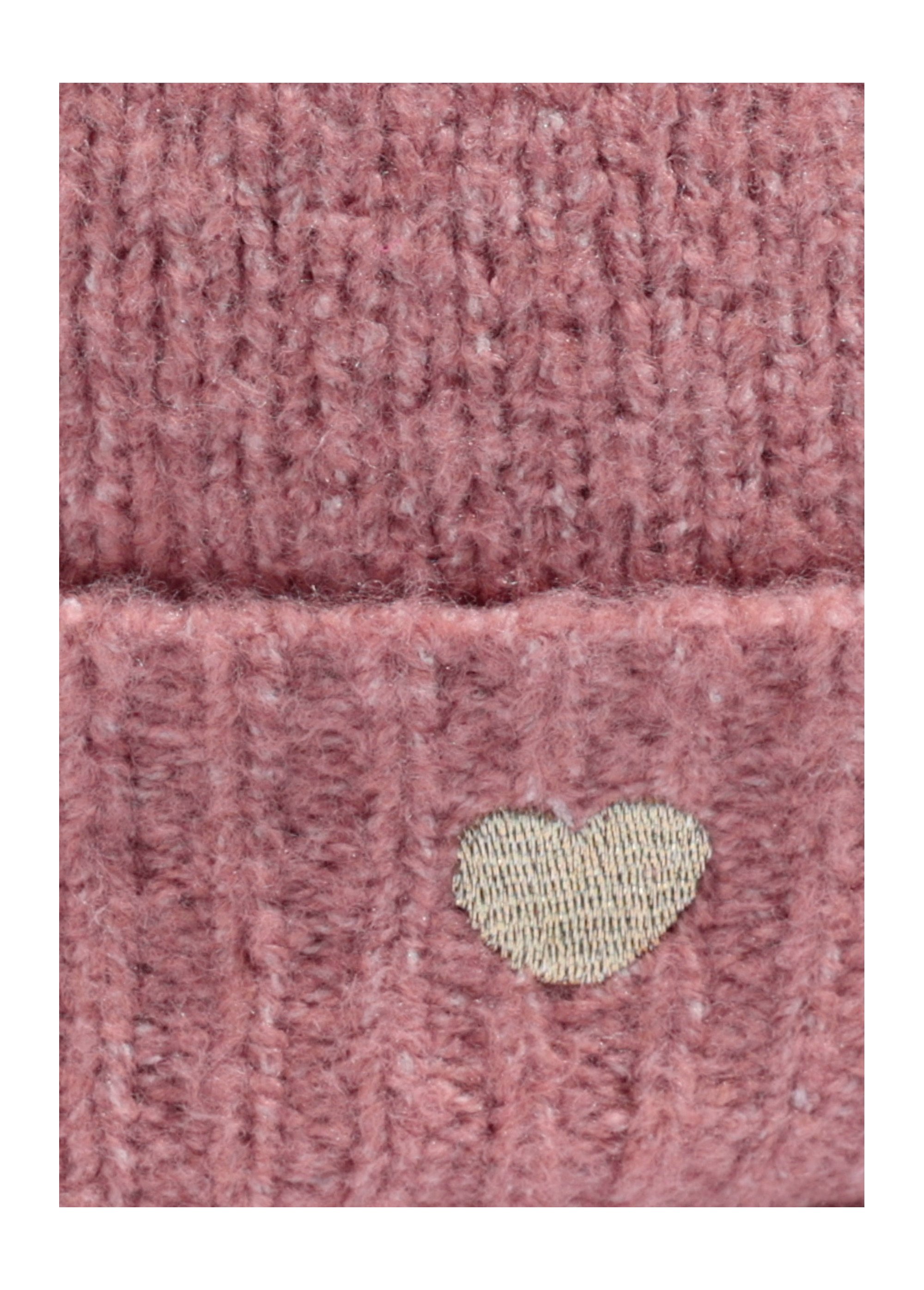Bonnet chaud laine revers broderie cœur