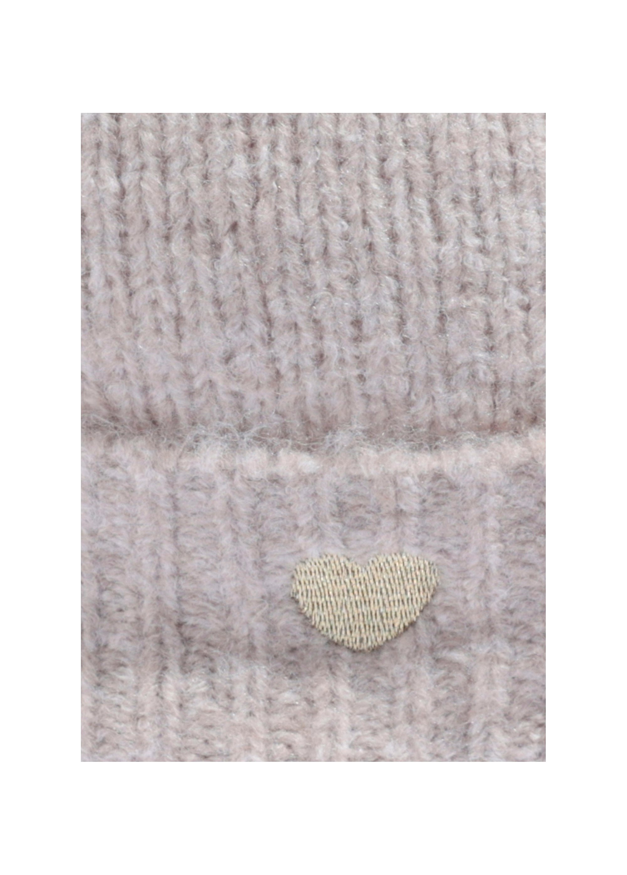 Bonnet chaud laine revers broderie cœur