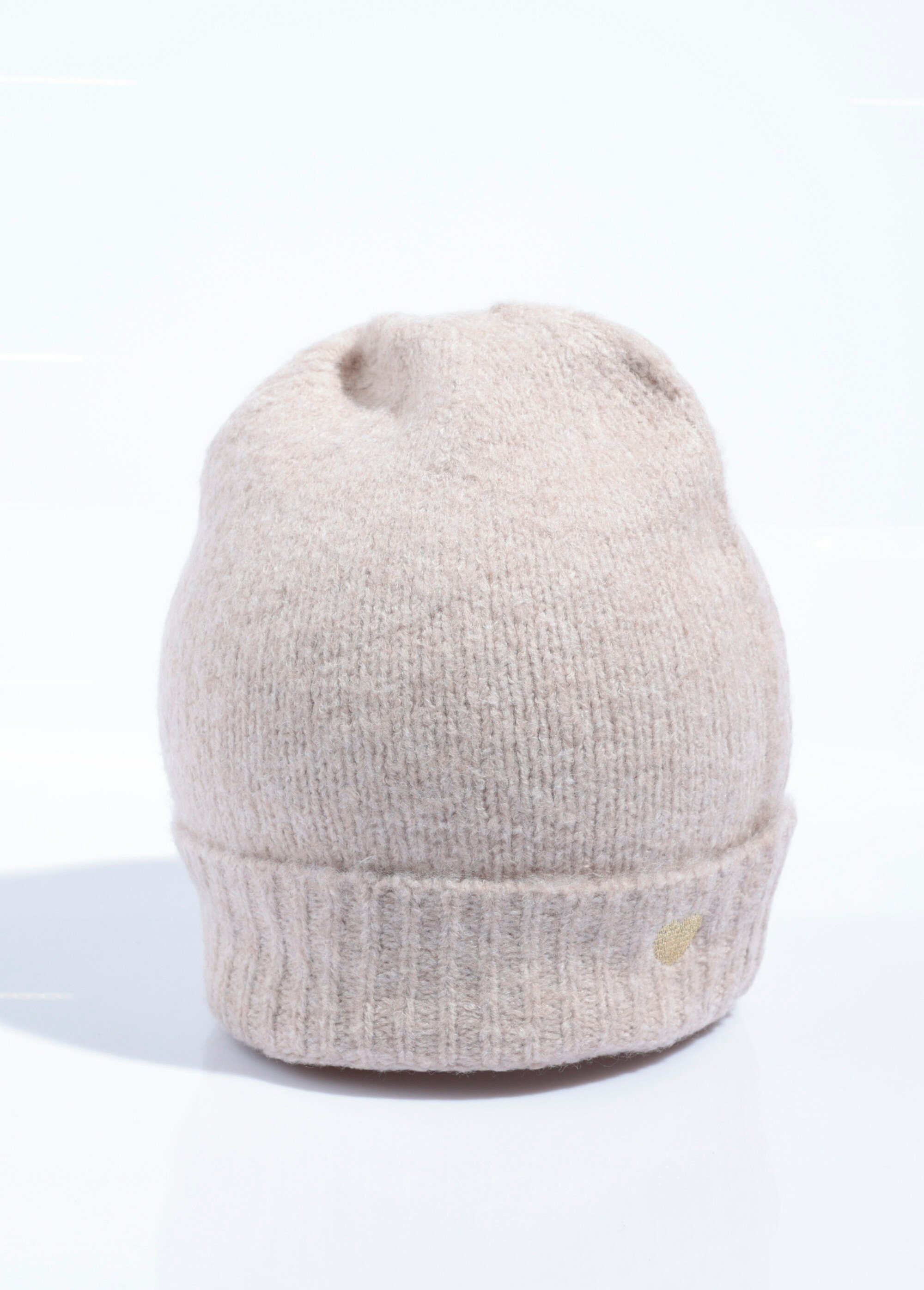 Bonnet chaud laine revers broderie cœur