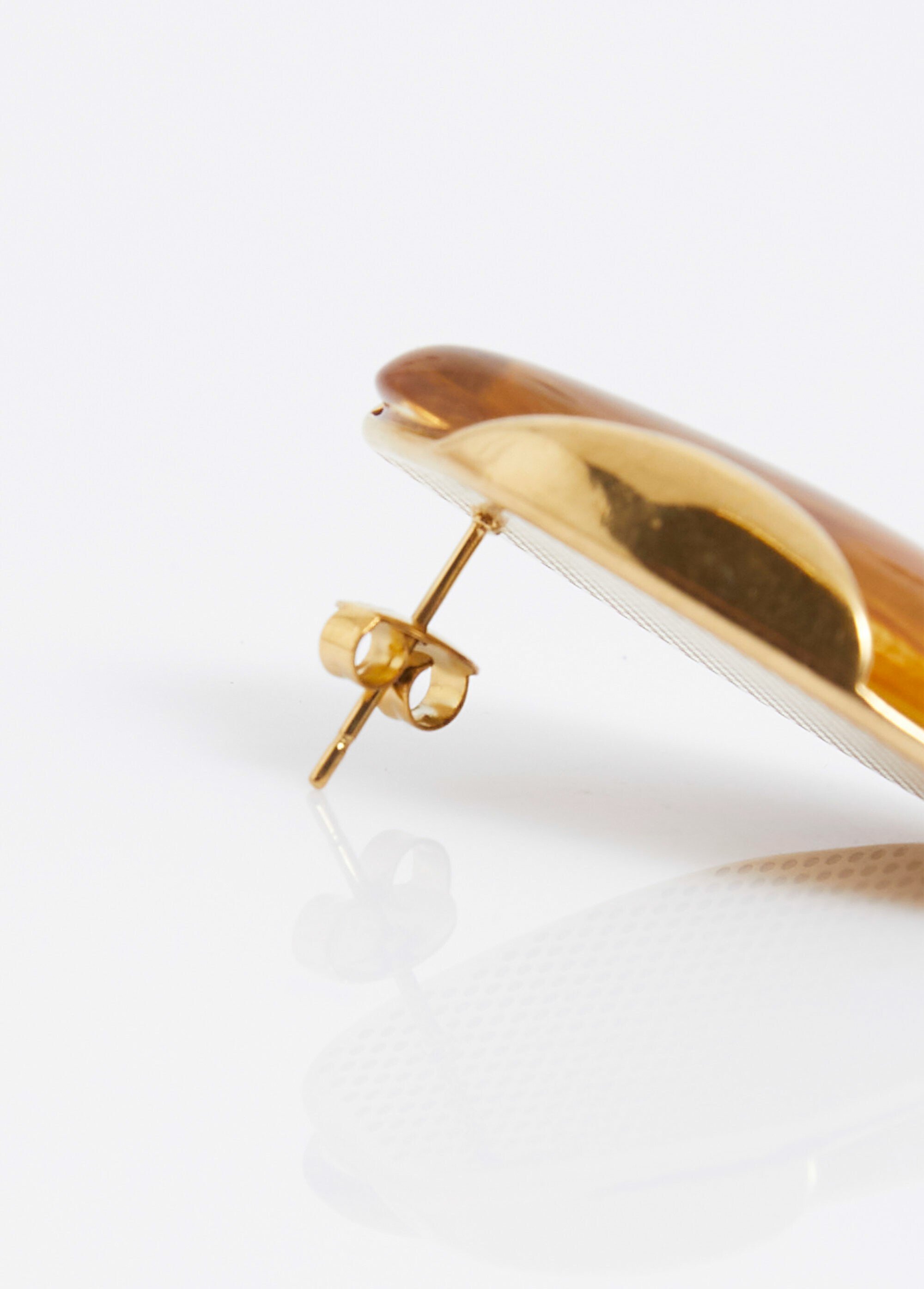 Boucles d'oreille façon ambre en acier