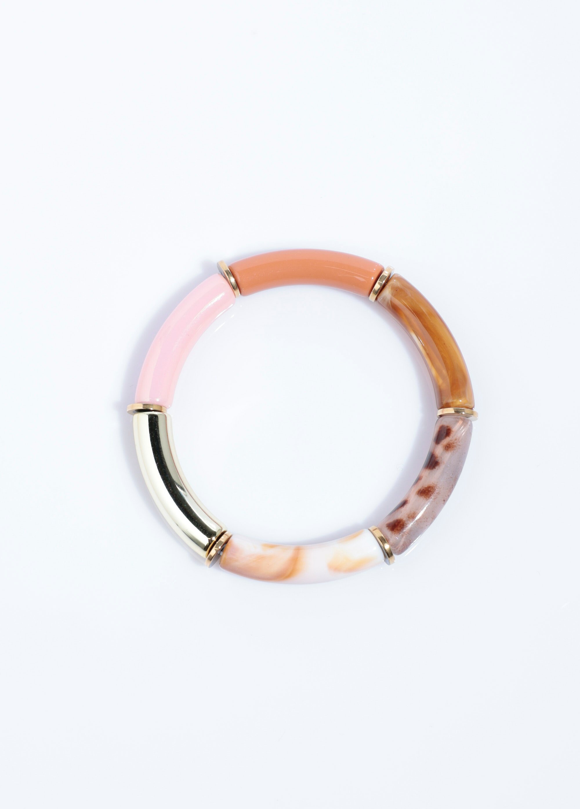 Bracelet fin perles tubes fantaisie Rose MIL06 DE1