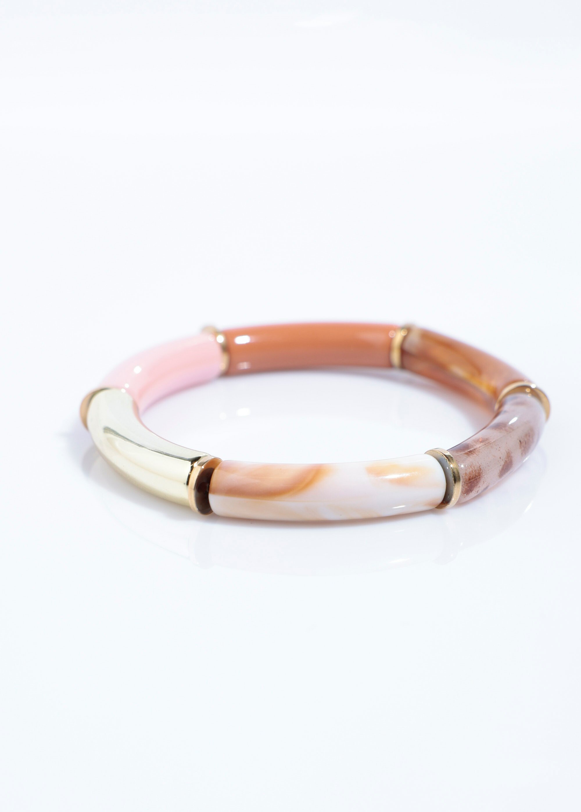 Bracelet fin perles tubes fantaisie Rose MIL06 FA1