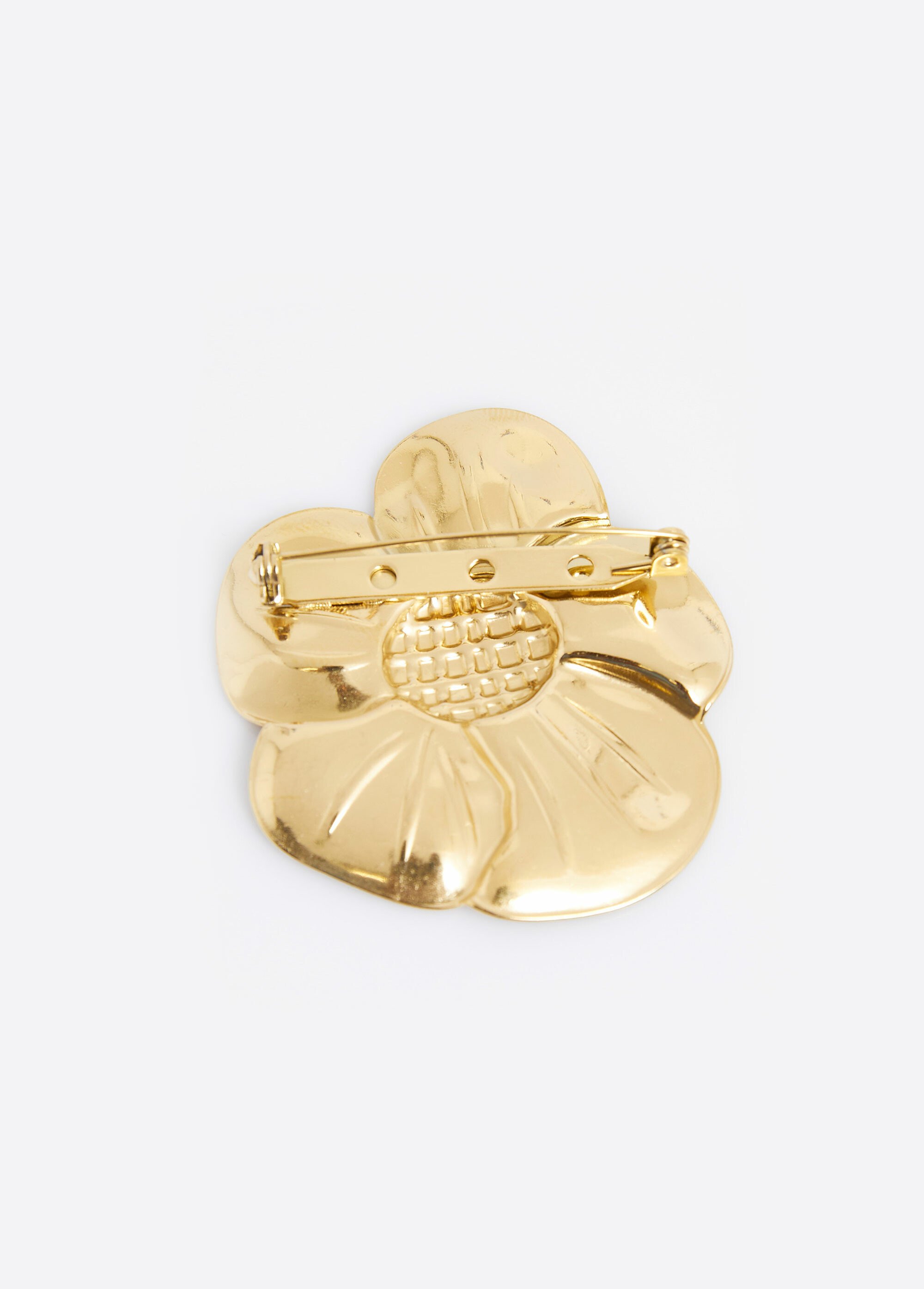 Broche acier inoxydable motif camélia Doré L09-328 DE1