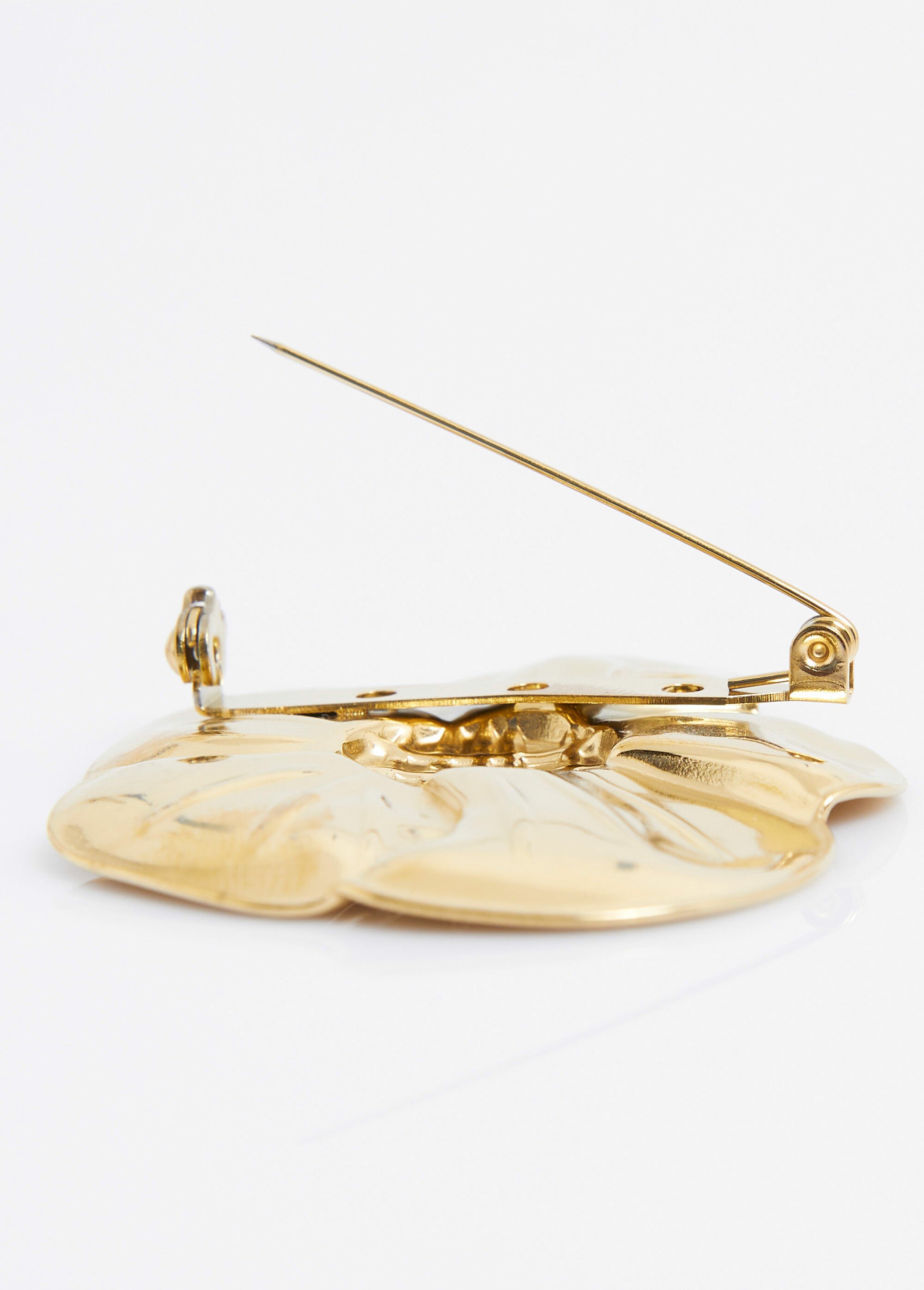 Broche acier inoxydable motif camélia Doré L09-328 DE2