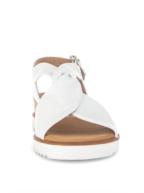 Sandales compensées cuir noué, clair Femme Blanc GAB-6275150 FA2