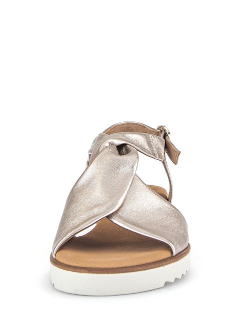 Sandales compensées cuir noué, métallisé Femme Beige GAB-6275182 FA2