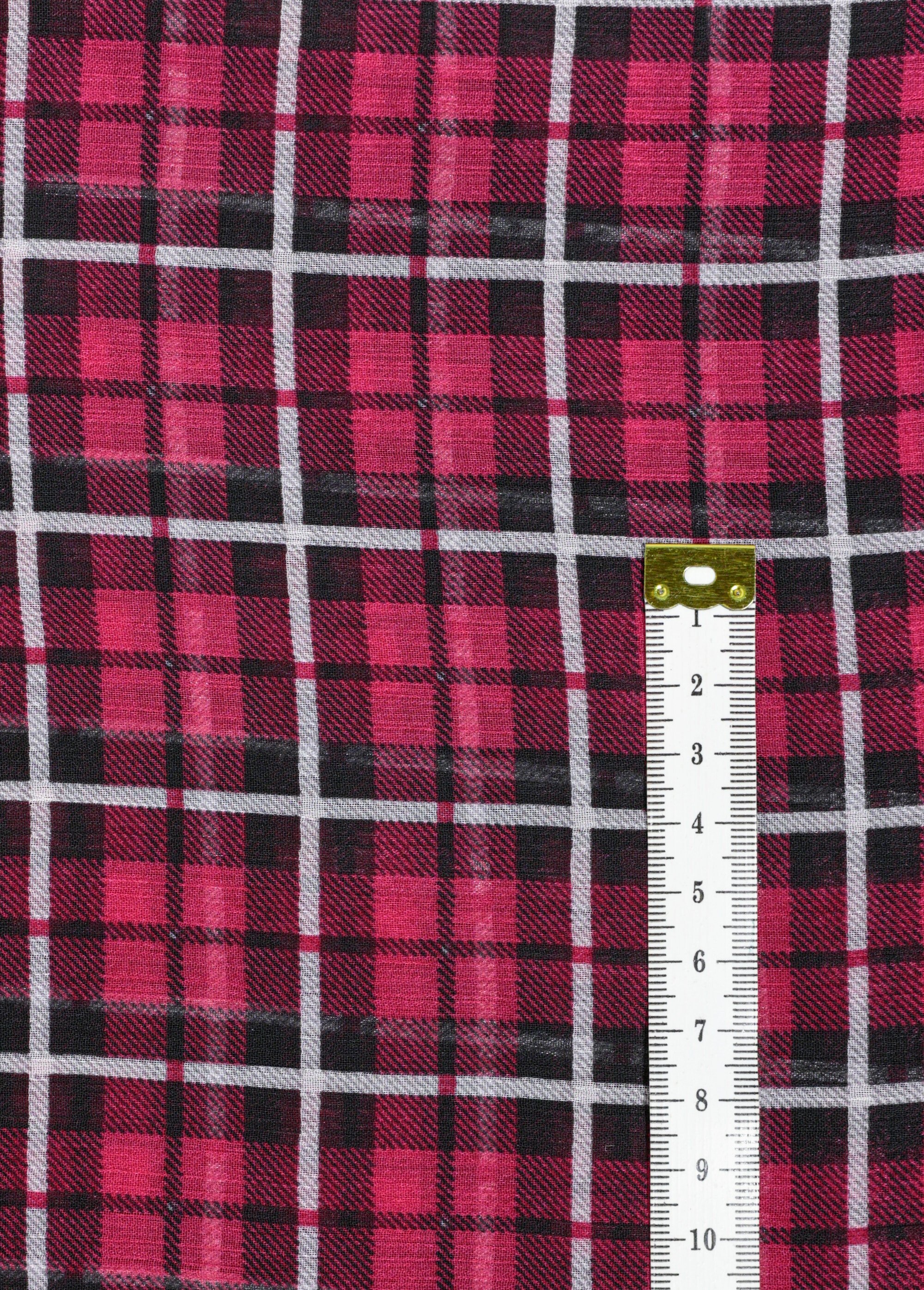 Coupon tissu carreaux écossais 9F ROSE COT147379 DE1