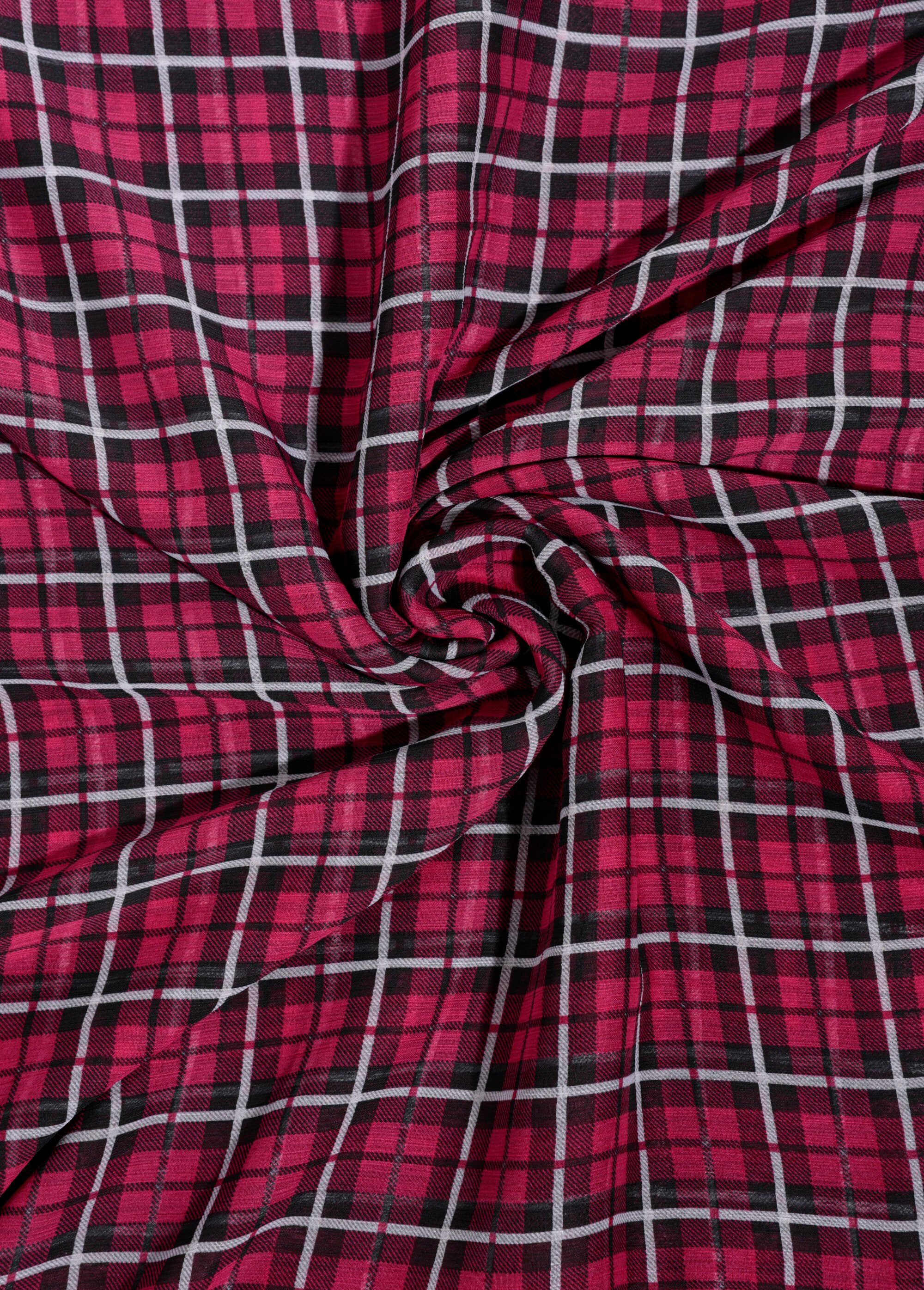 Coupon tissu carreaux écossais 9F ROSE COT147379 FA1