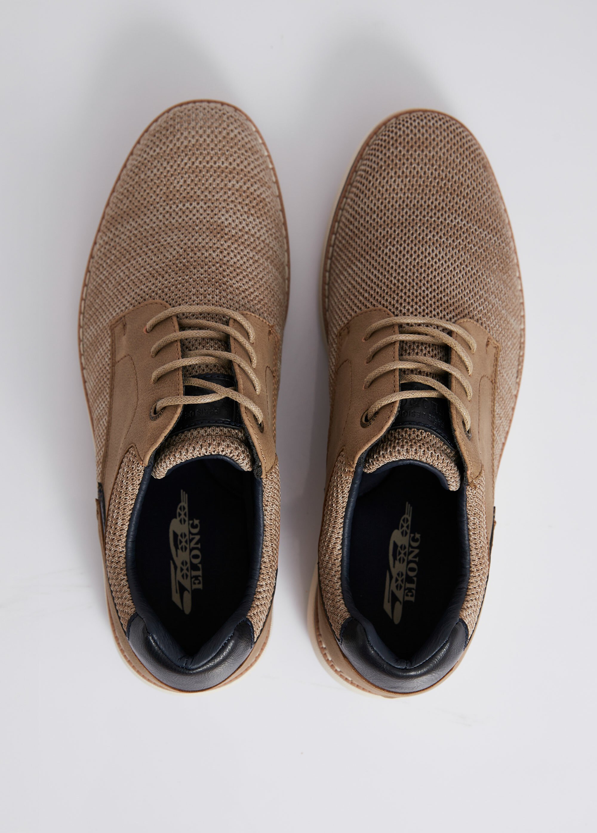 Derbies multimatières à lacets Homme Beige ELOEL0988 OV1