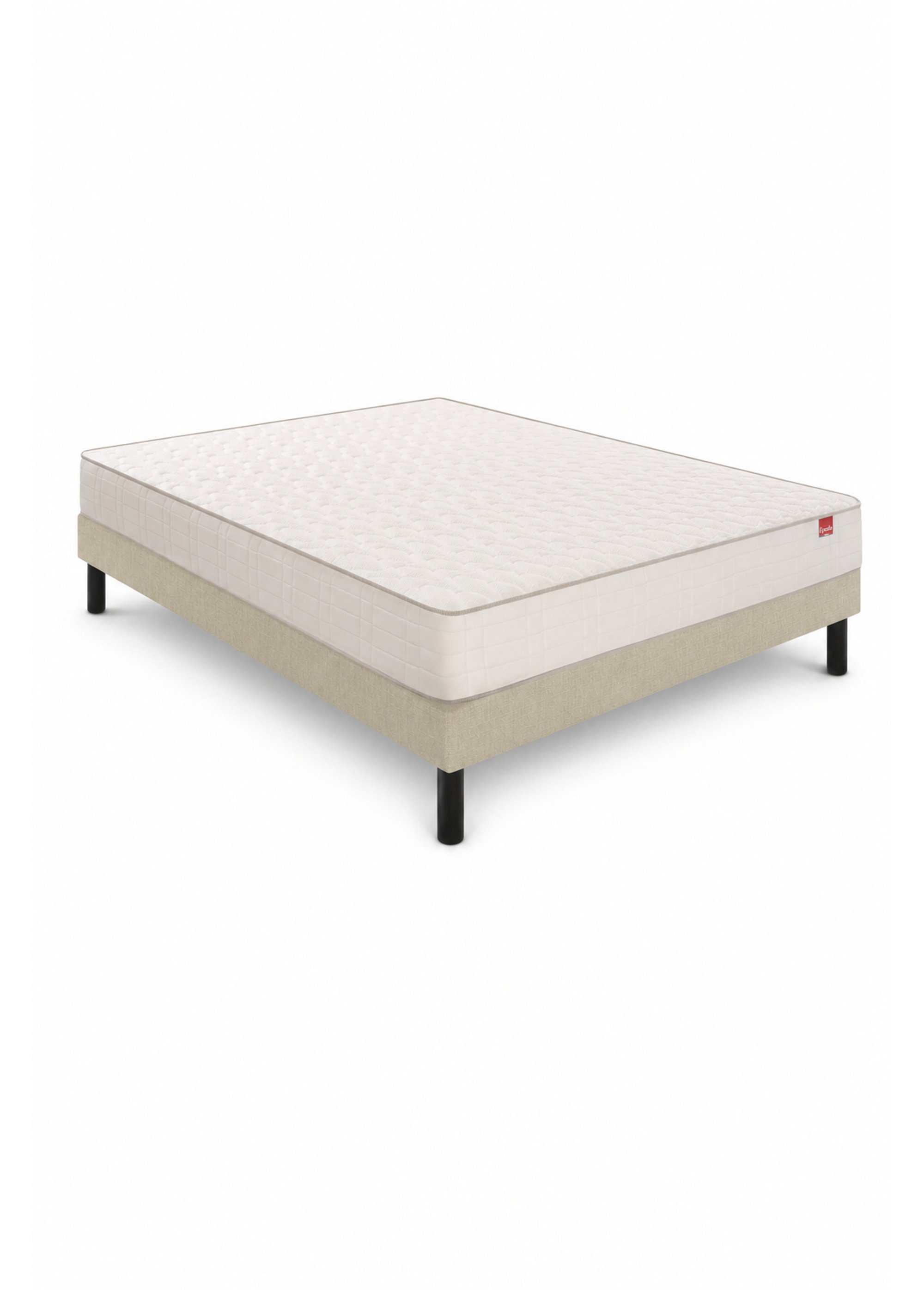 Ensemble Matelas ferme à ressorts + Sommier tapissier 16cm BEIGE EPE-PACK-VOYAGE FA1